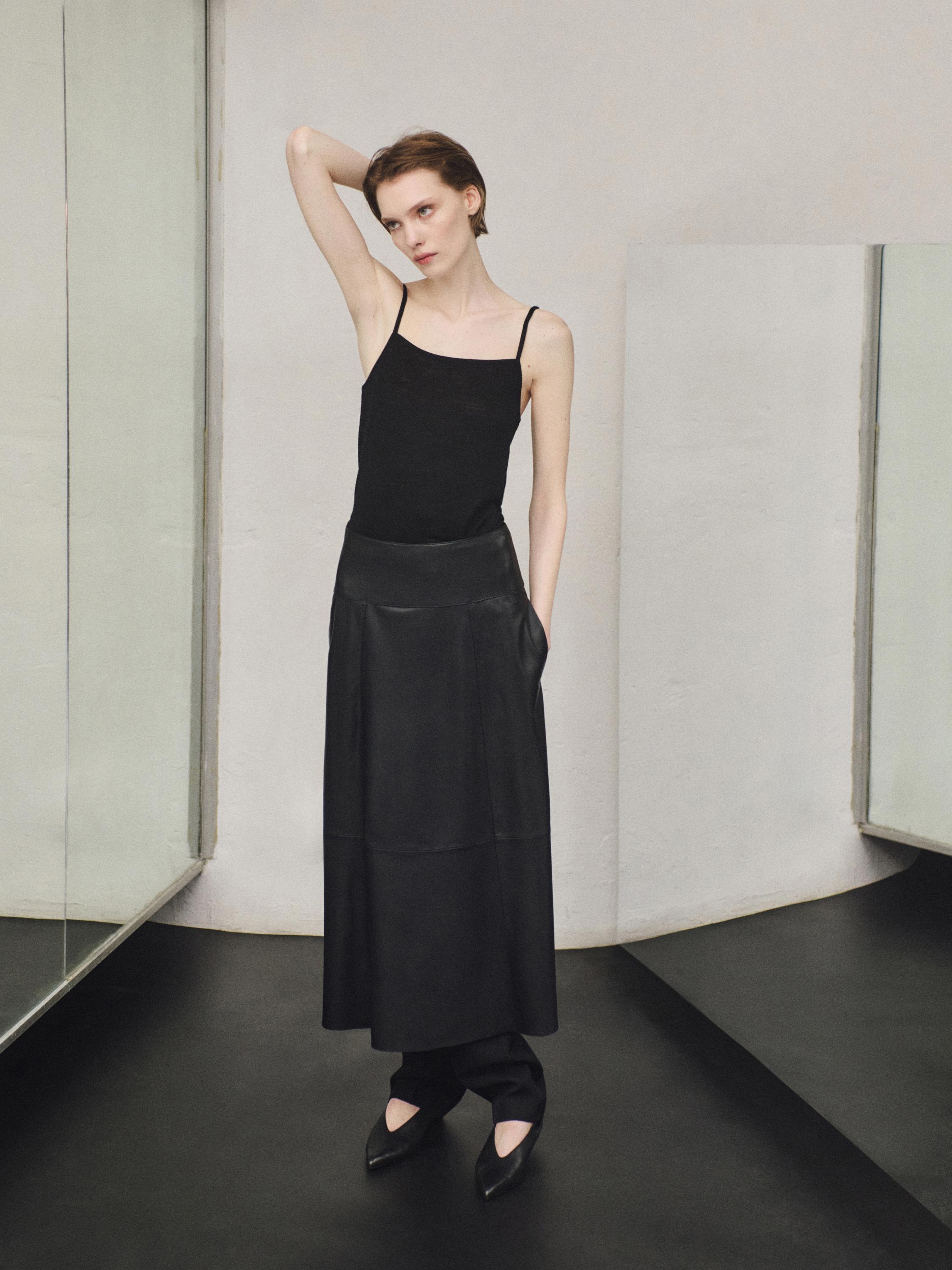 Soft leather ballerinas — BLACK