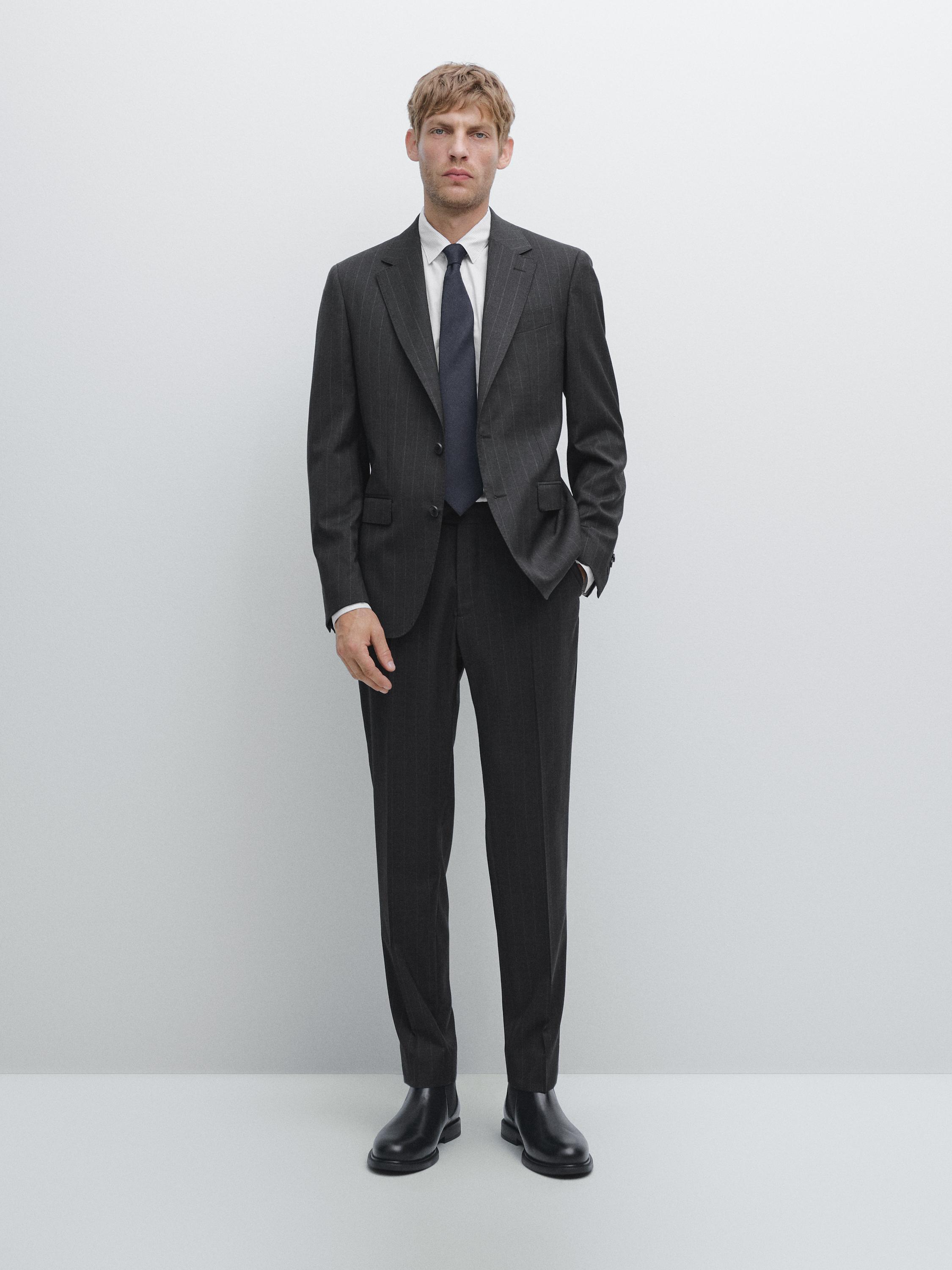 Pinstriped suit trousers