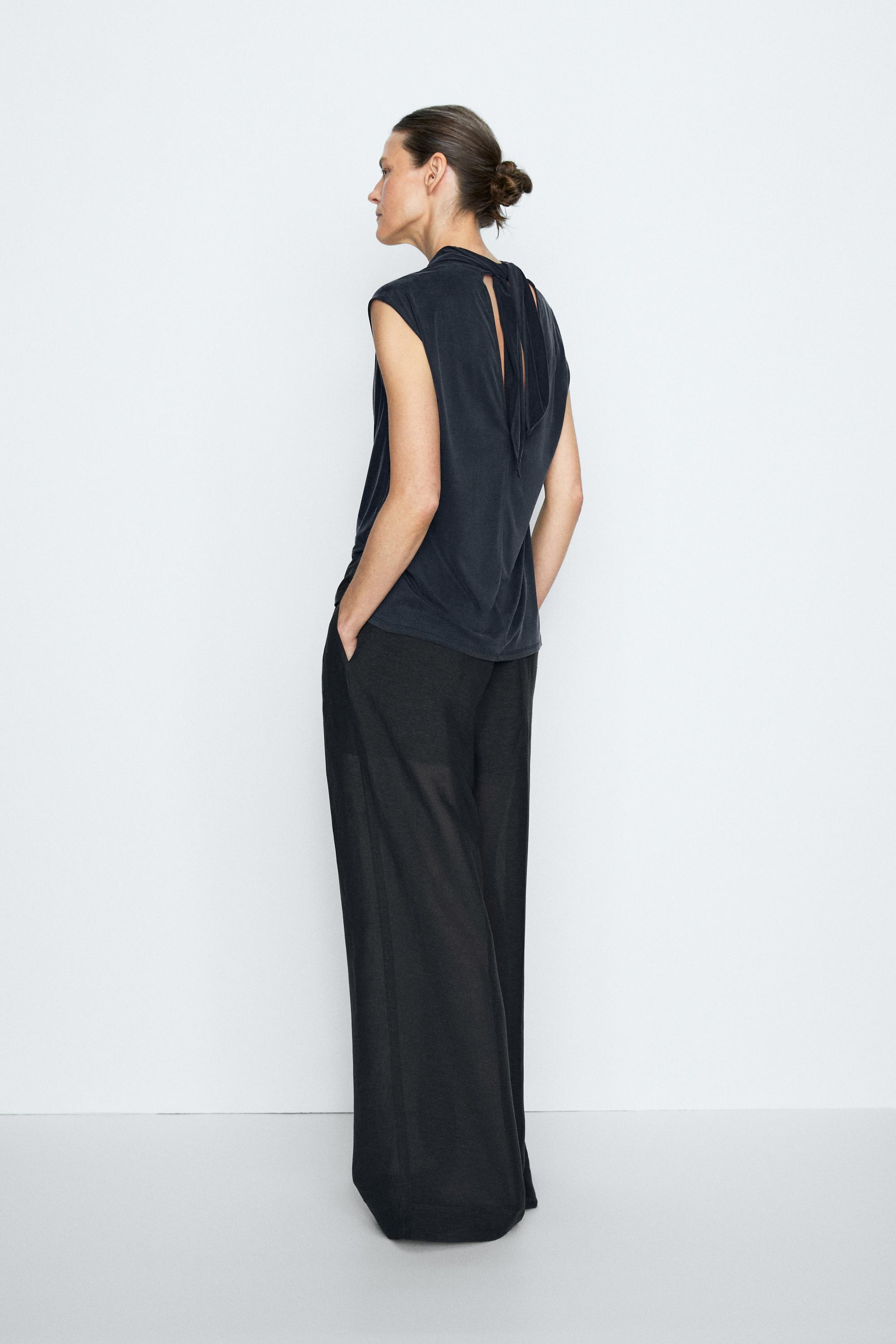 Draped back-tie top - STUDIO — BLUE
