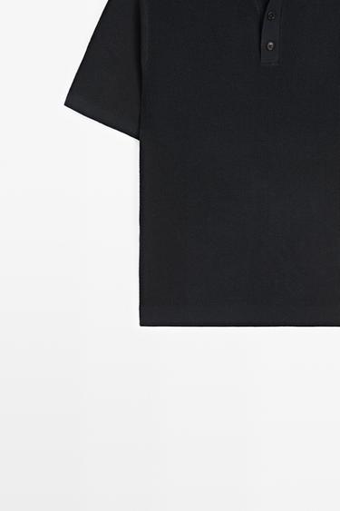 100% cotton textured contrast polo shirt — NAVY BLUE 7