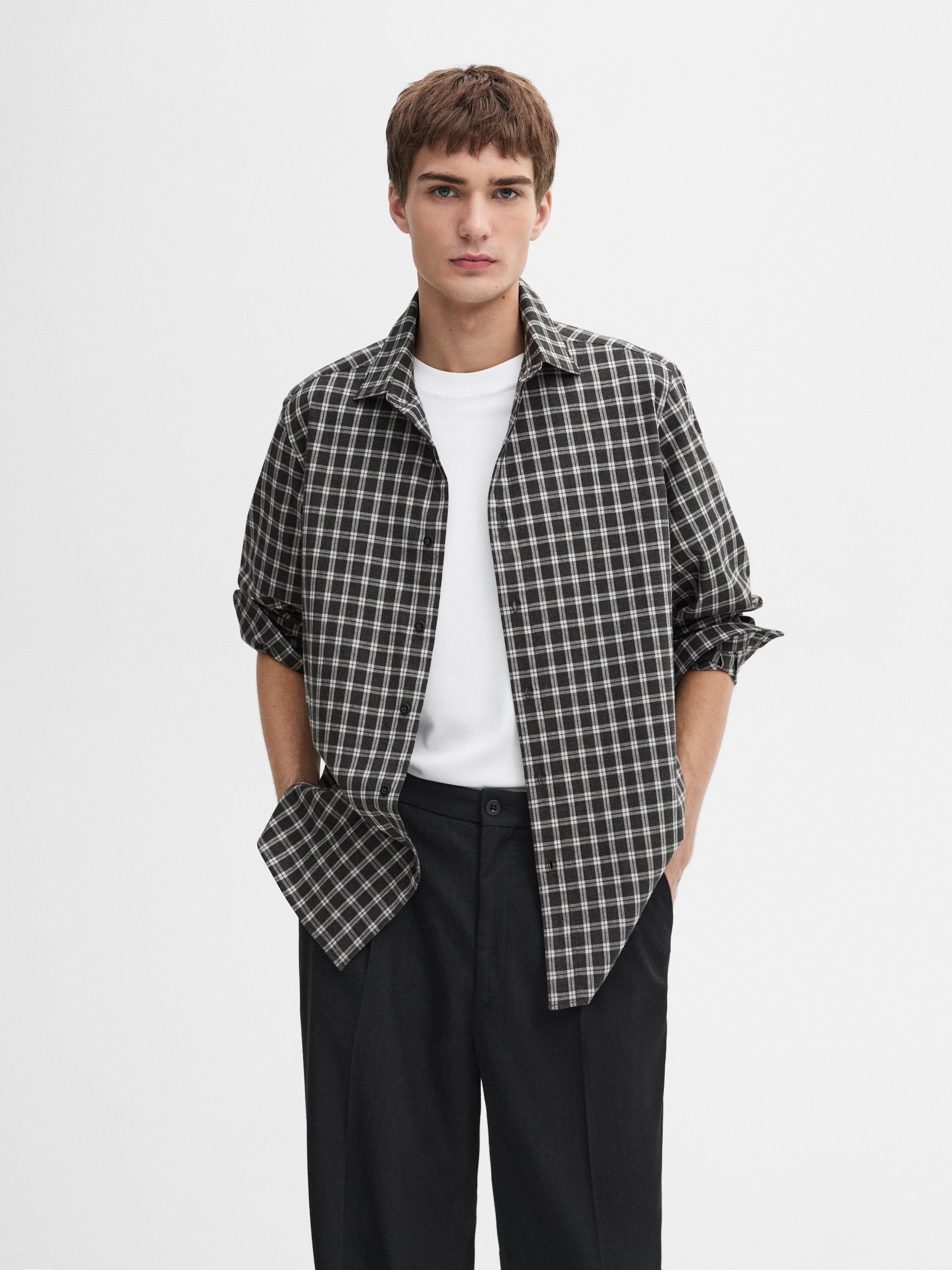 100% cotton melange check shirt