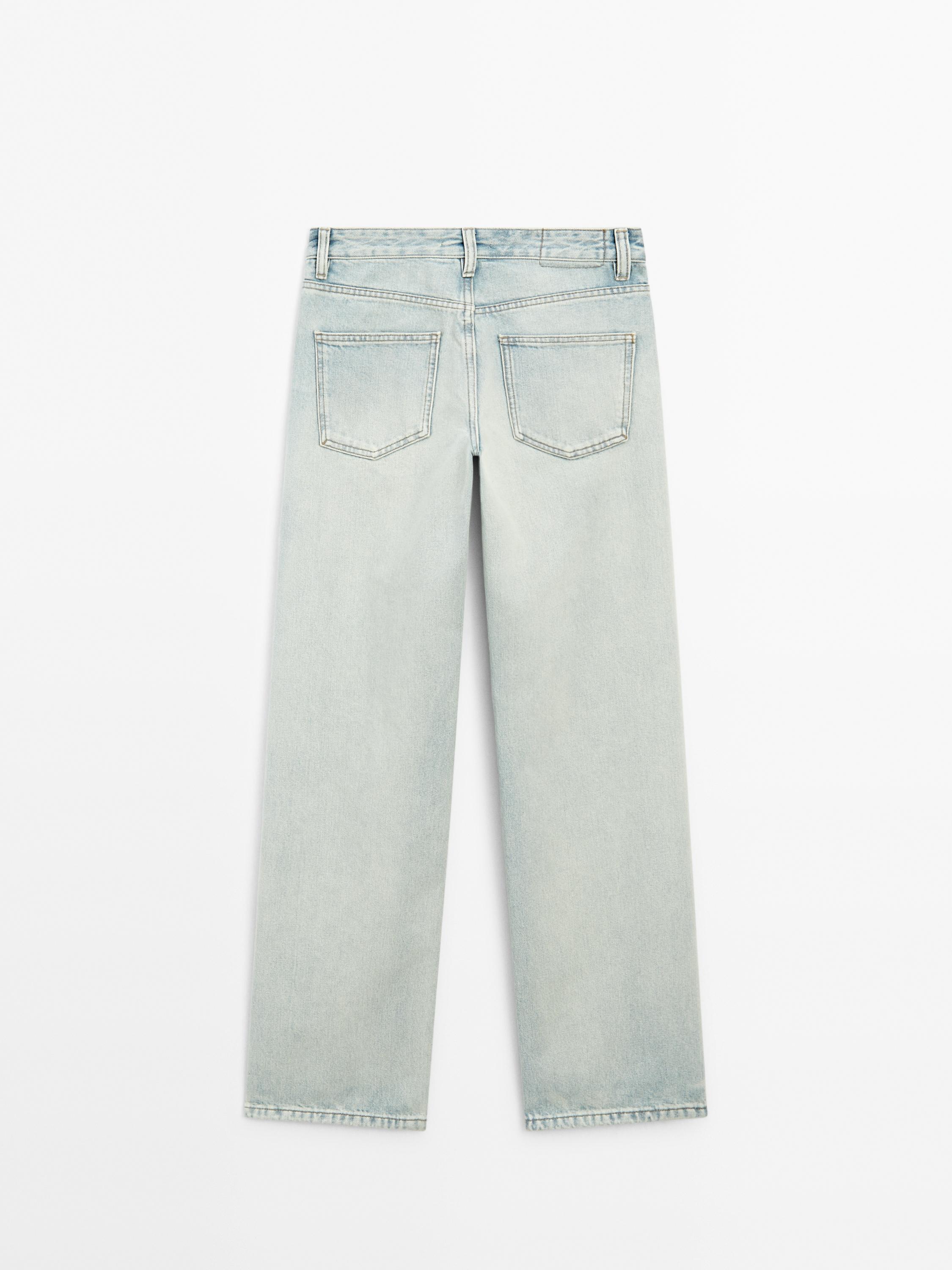 Mid-rise wide-leg cotton jeans