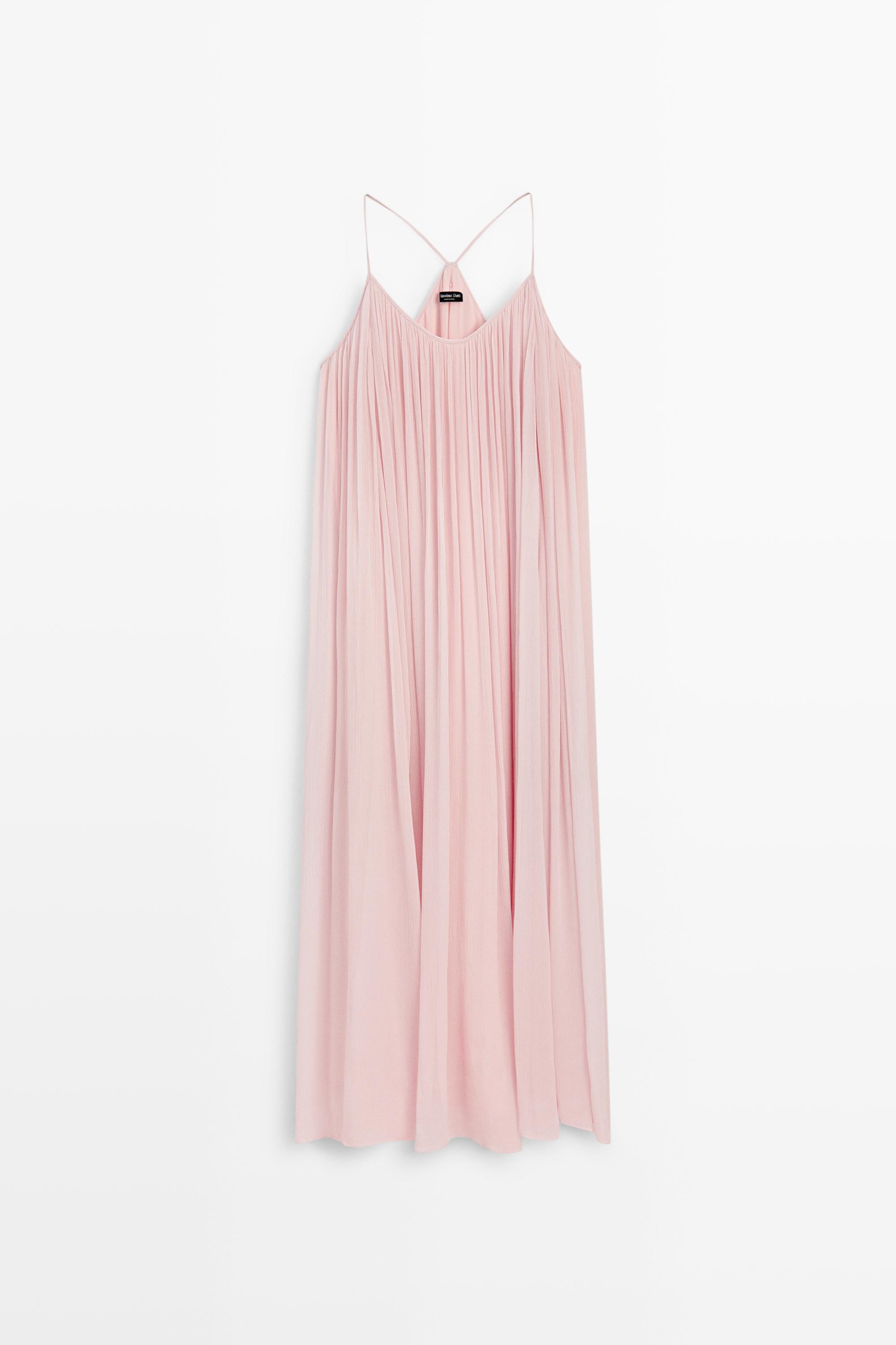 Flowing pleated spaghetti strap dress