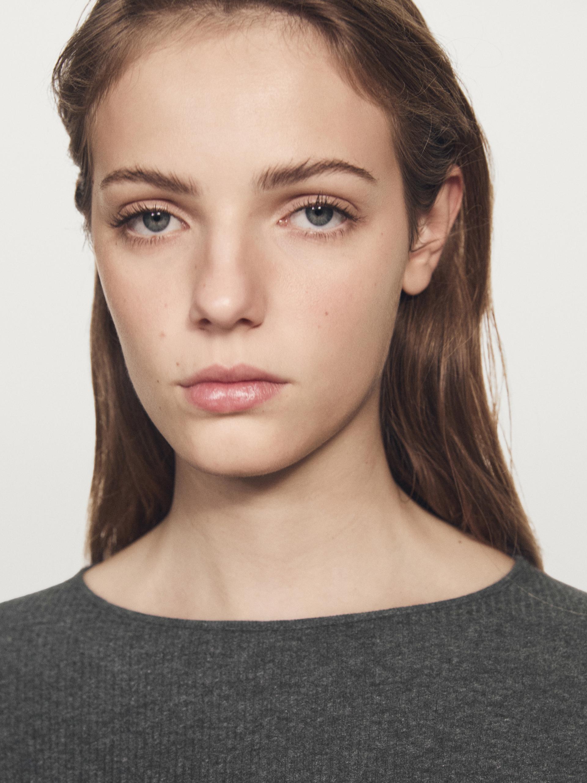 Maglietta A Maniche Lunghe Con Dettaglio A Costine - Grigio Mélange - Xs - Massimo Dutti - Femminile