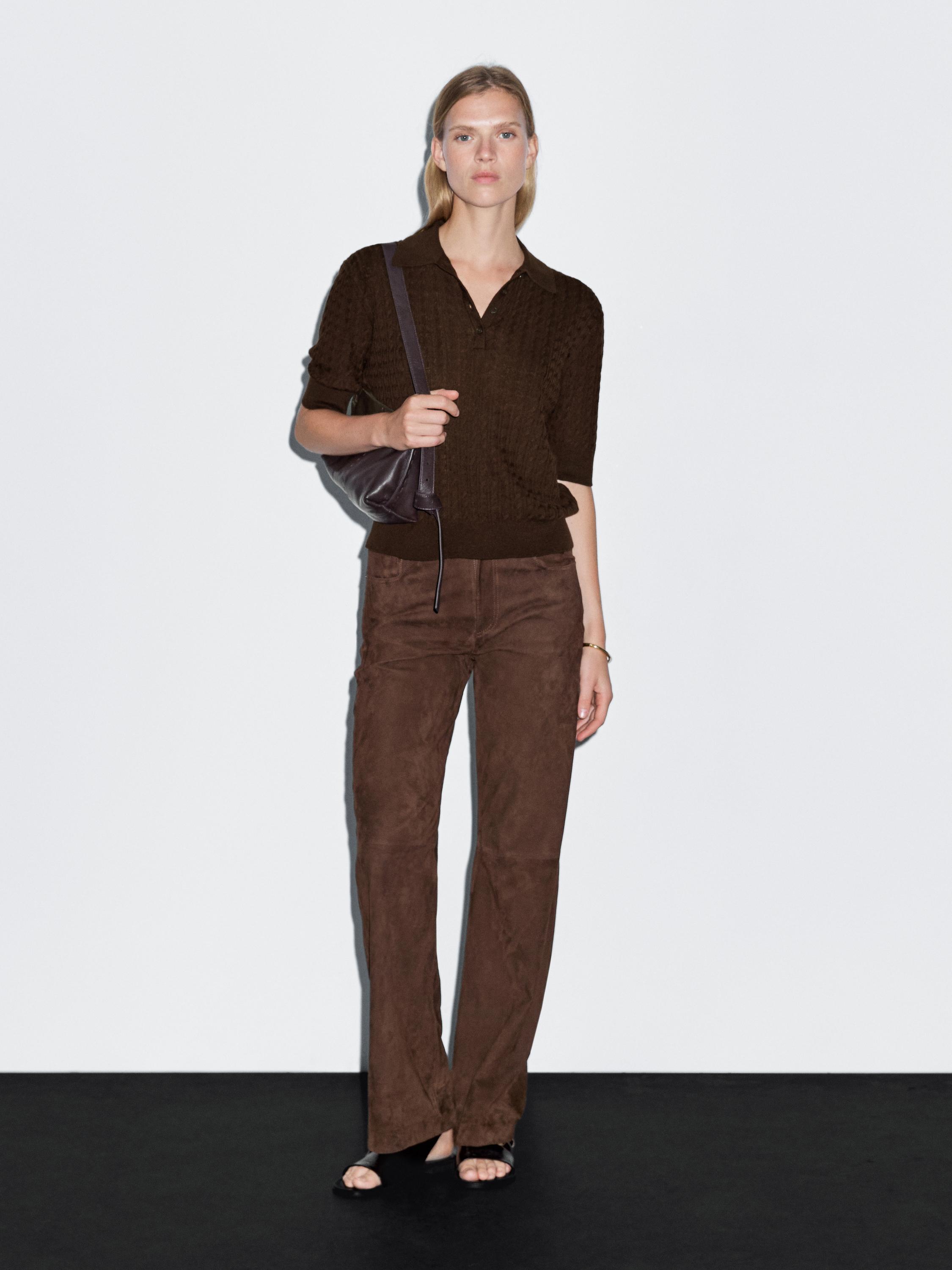 Polo in maglia intrecciata misto lana