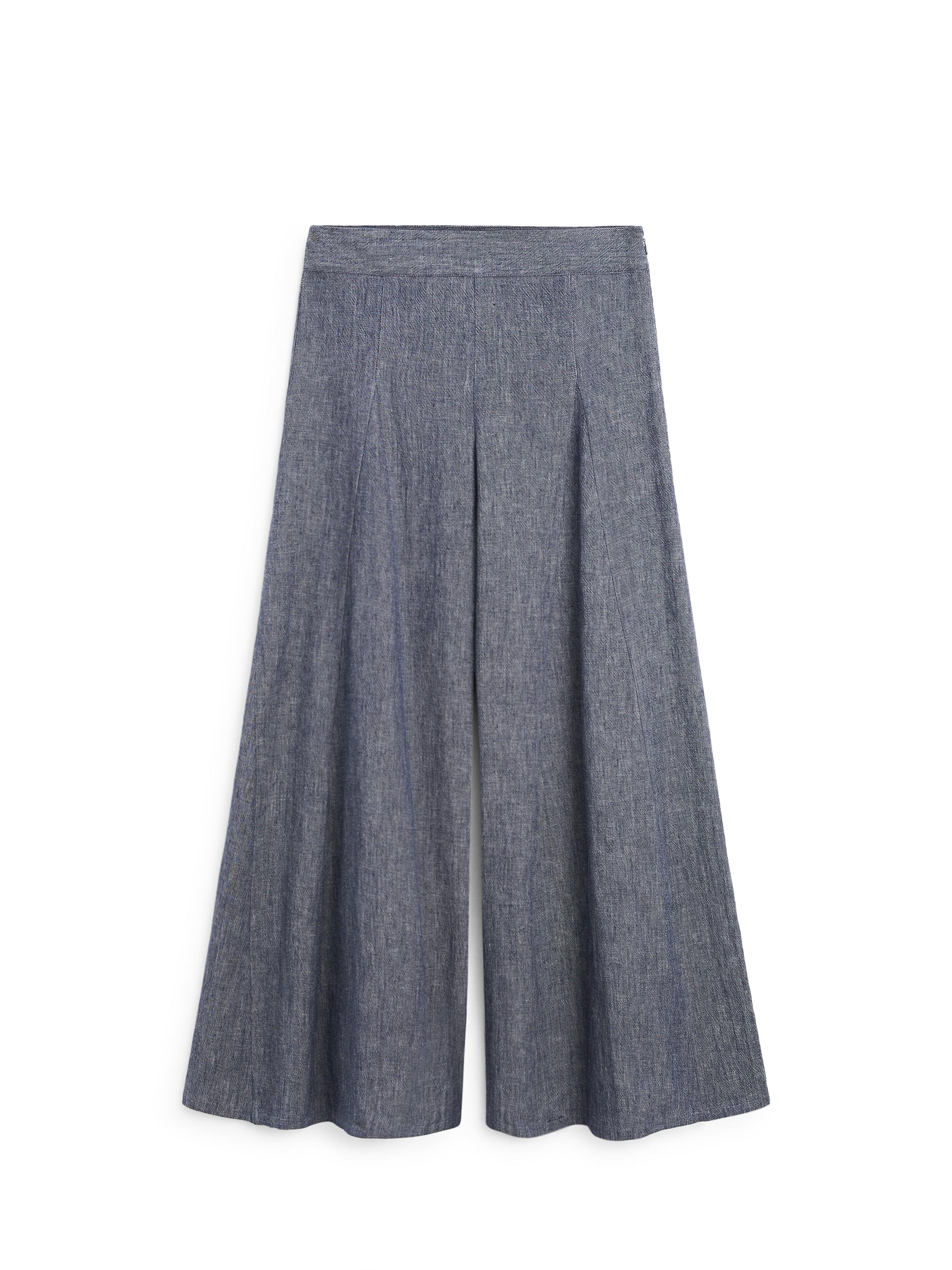 Pleated palazzo trousers — Dark Blue