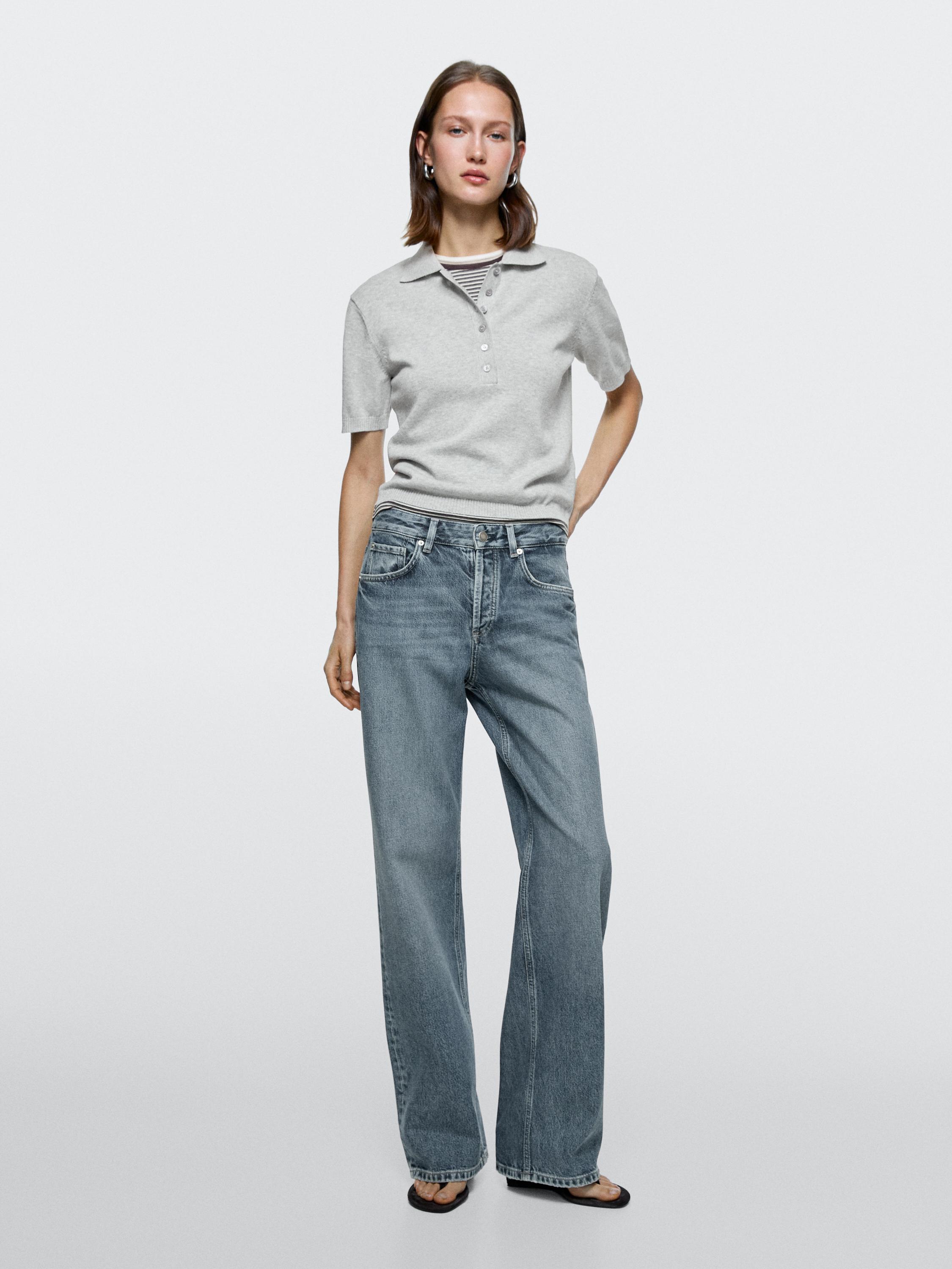 Jeans med brede ben og mellomhøyt liv