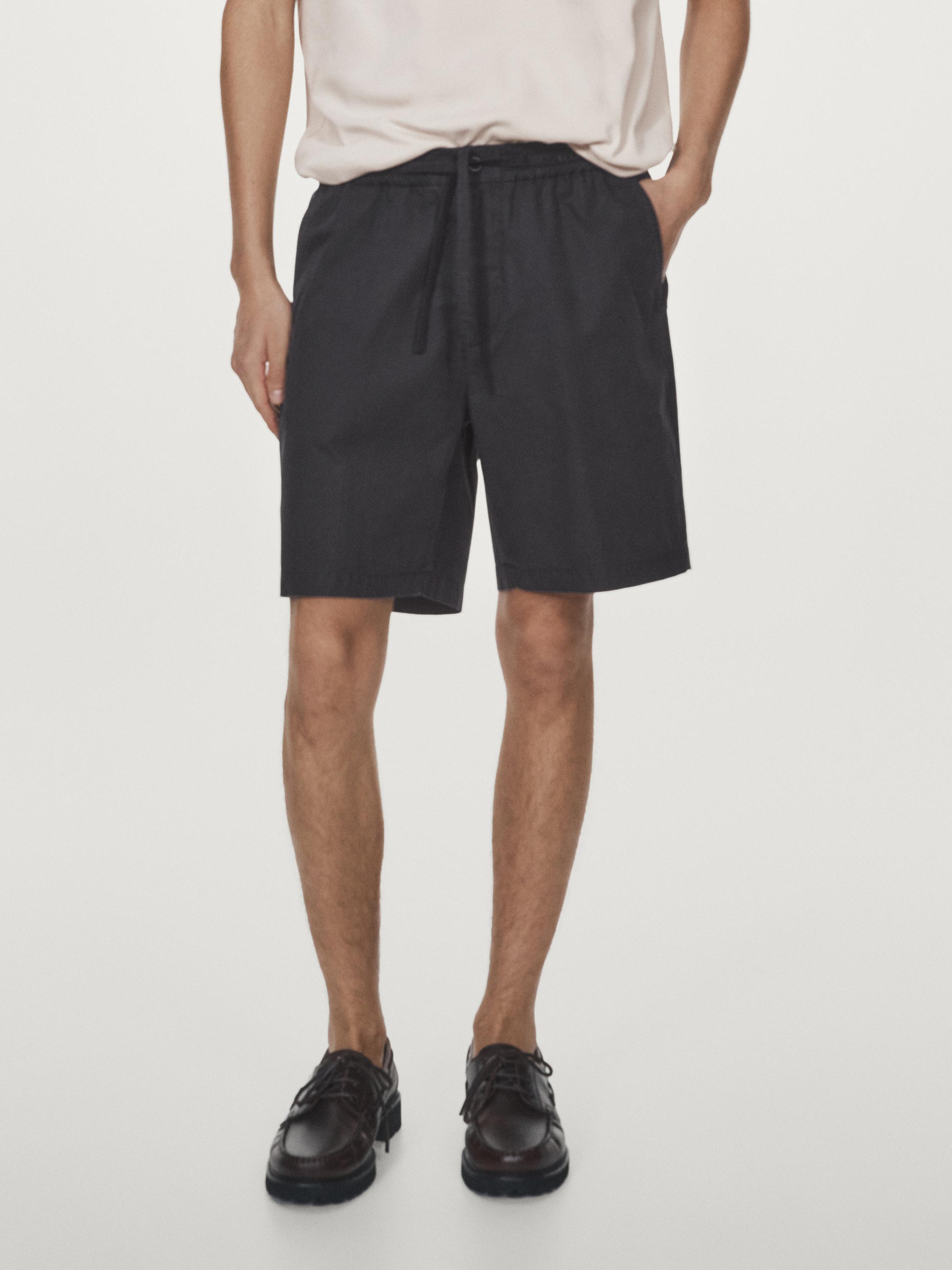100% cotton jogger fit Bermuda shorts — NAVY BLUE