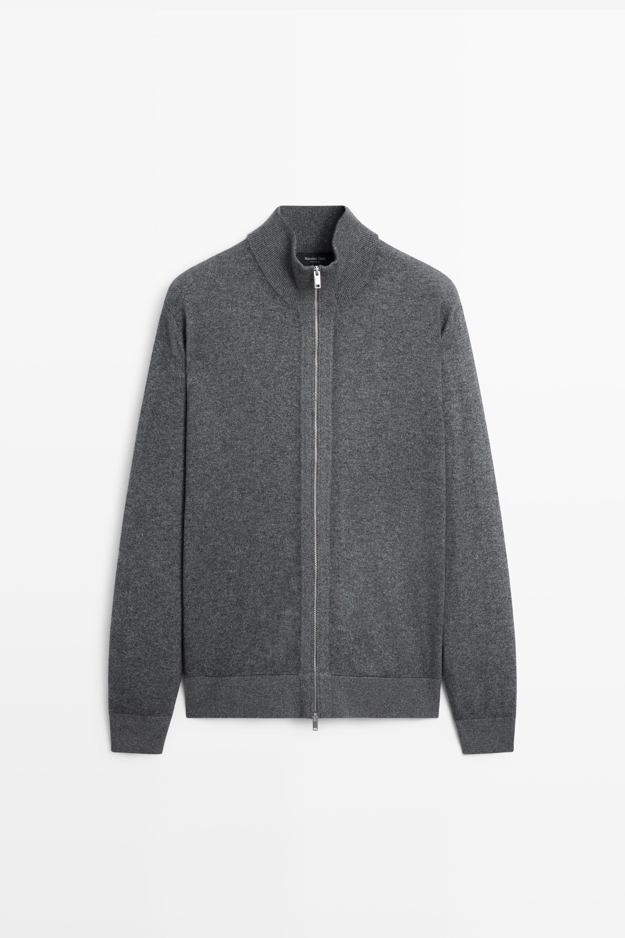 Wool blend cardigan with zip detail