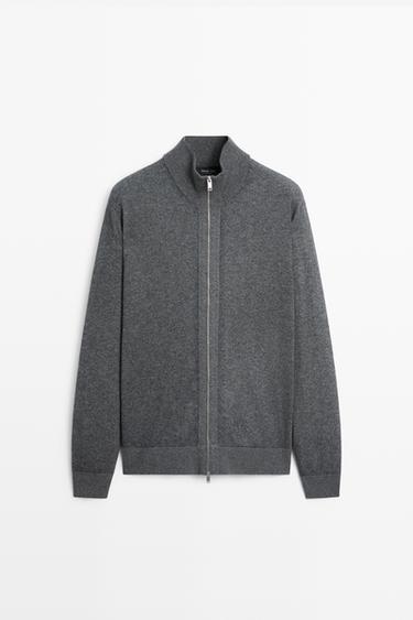 Wool blend cardigan with zip detail — Medium Grey 2