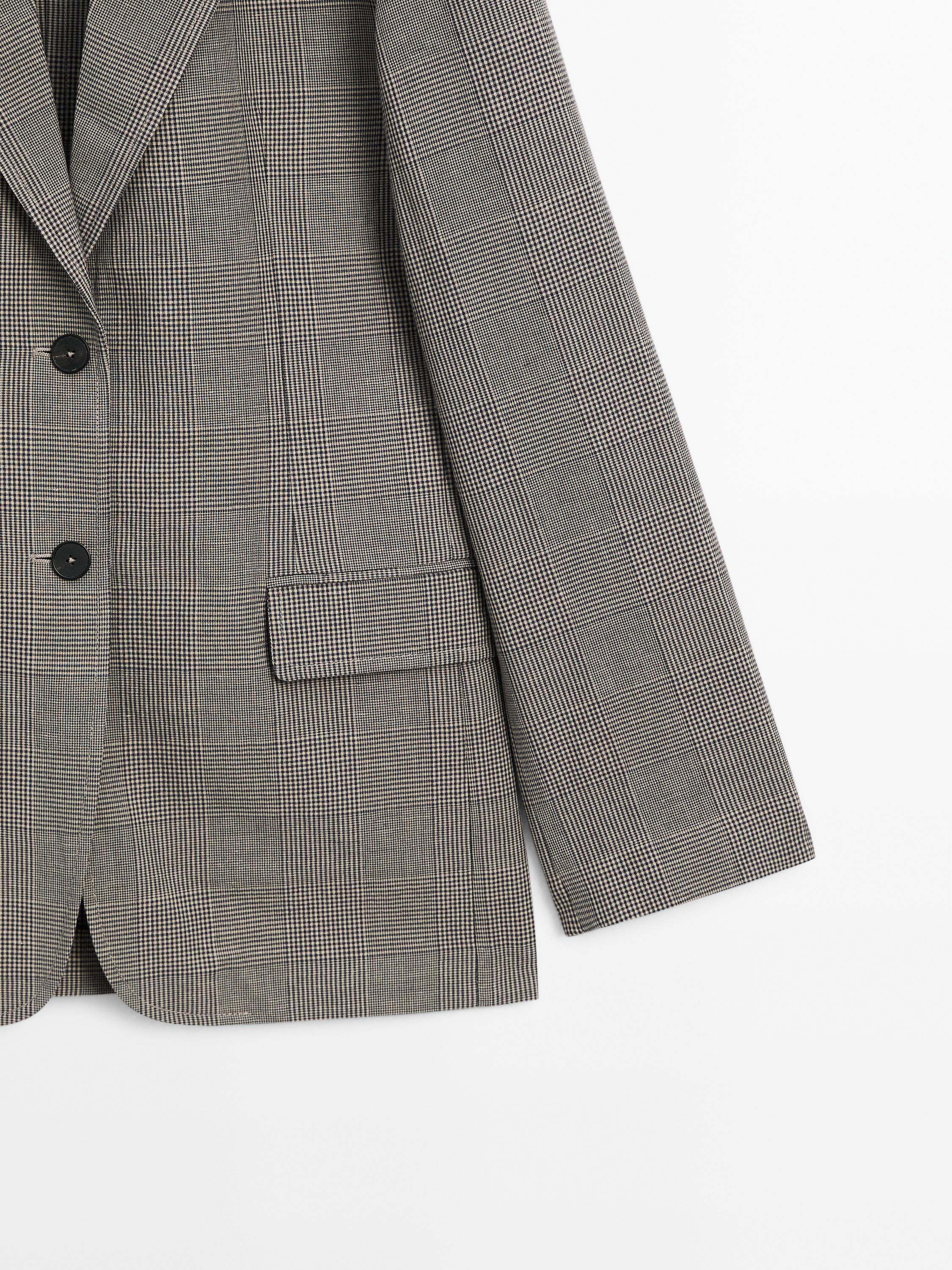 Check cotton blend blazer