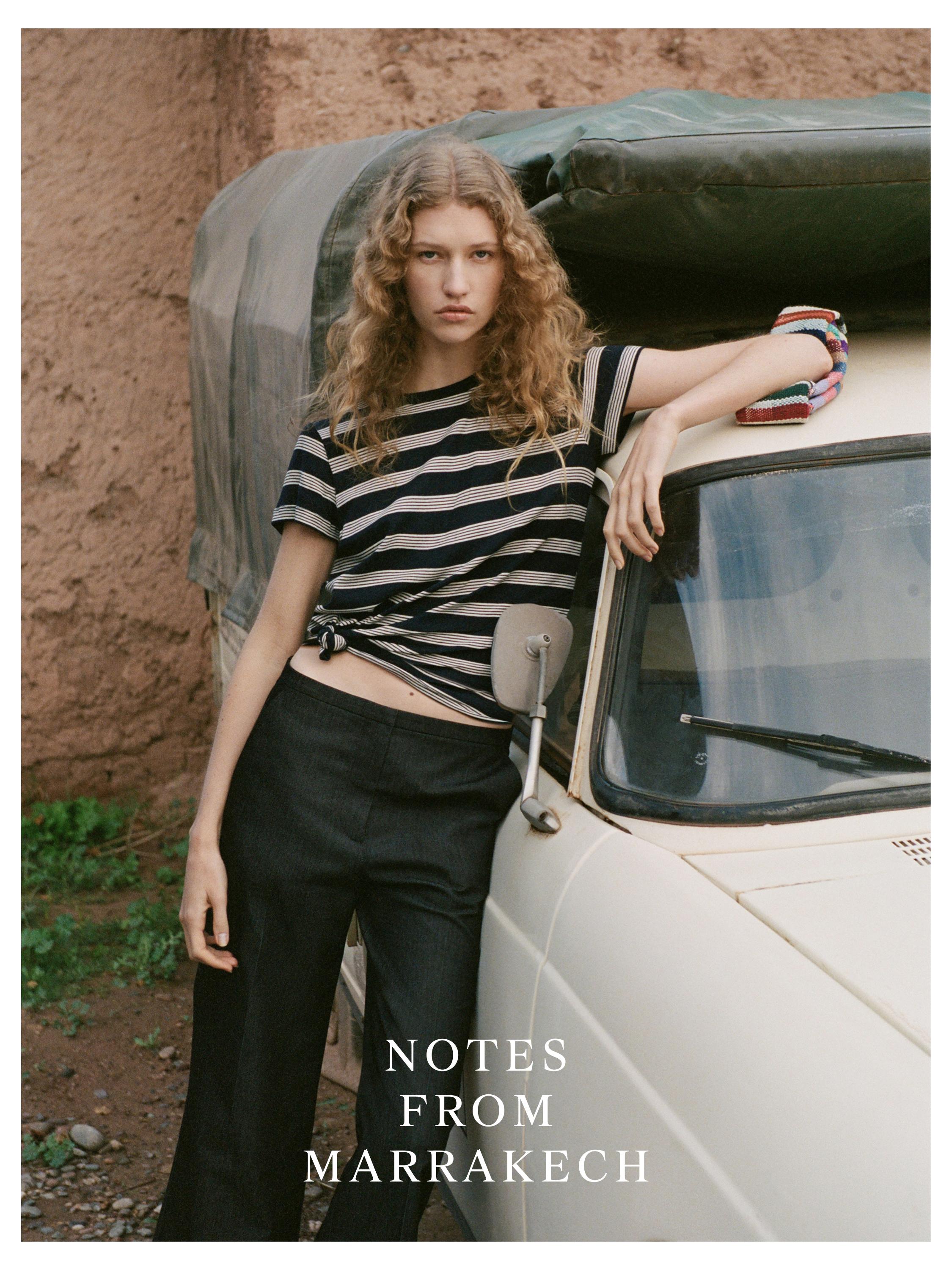 Denim-effect flared trousers — BLACK