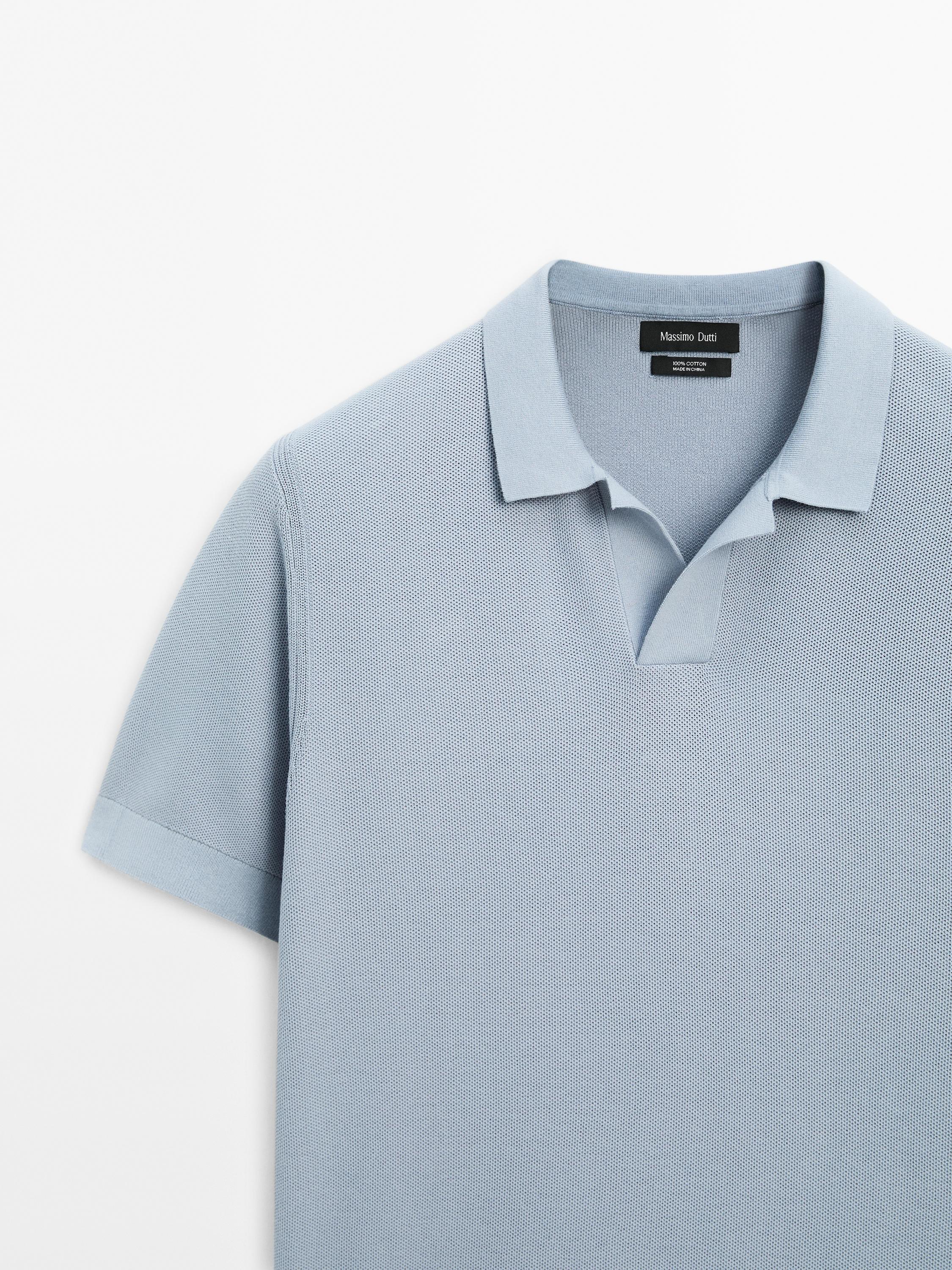 100% cotton knit polo collar sweater