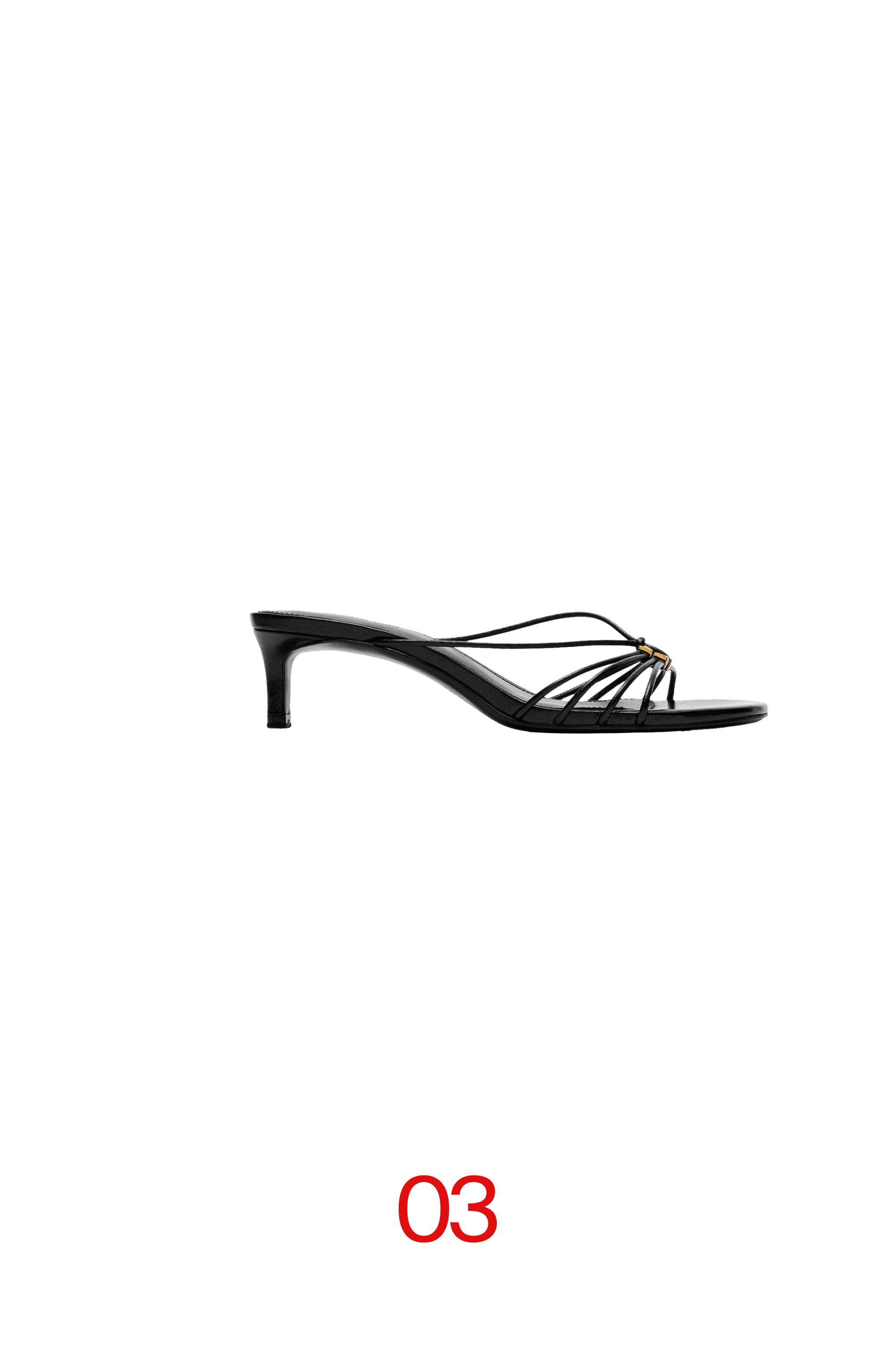 Strappy heeled sandals with embellished detail — BLACK