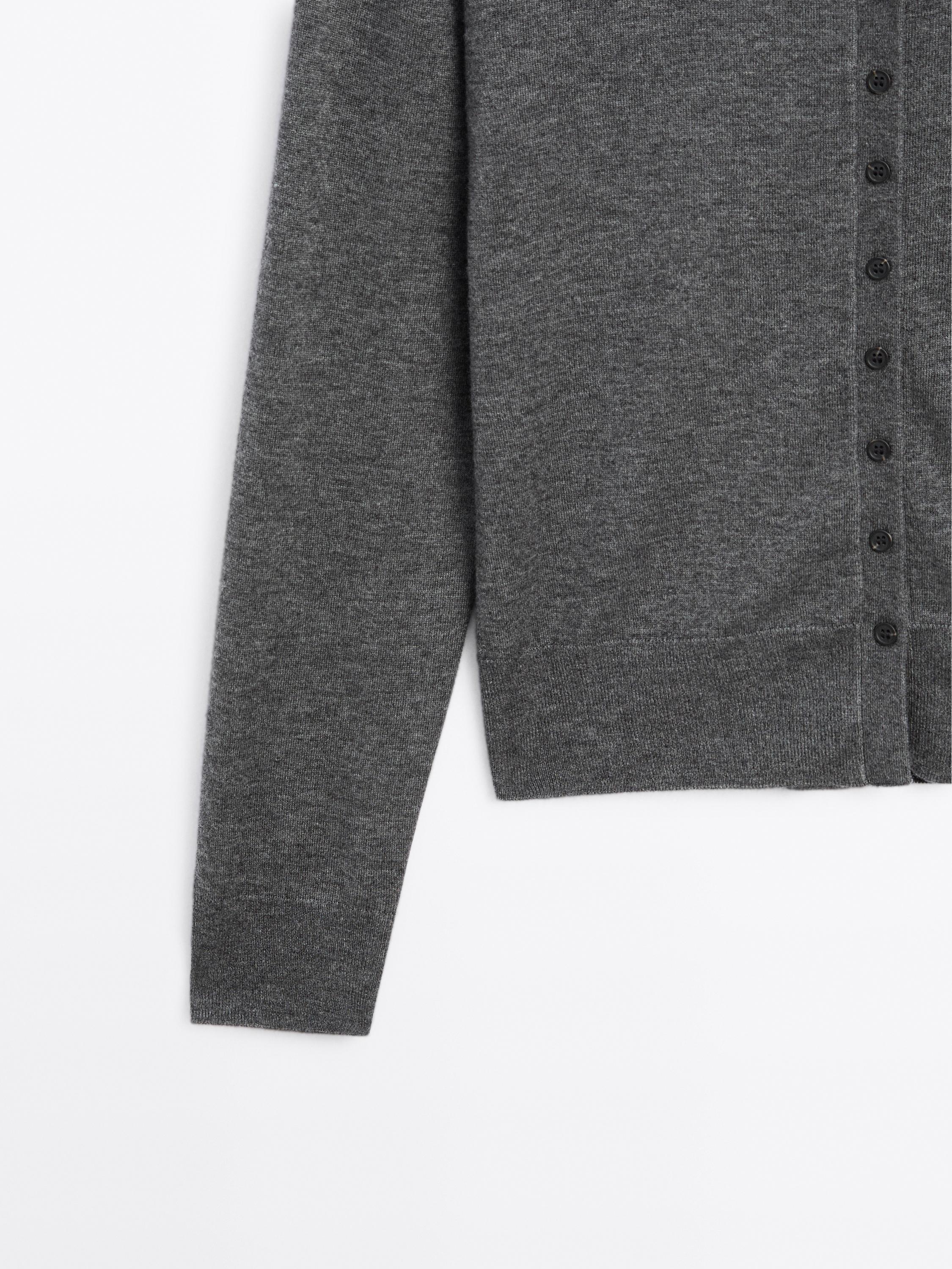 Knit cardigan with mock turtleneck