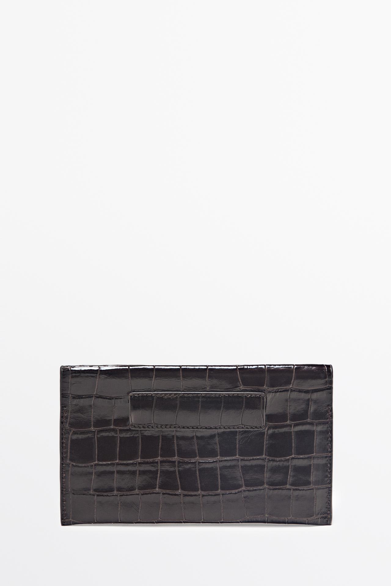 Crocodile-embossed leather belt bag — BROWN