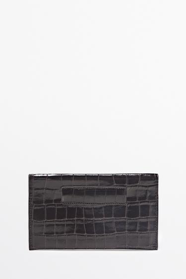 Crocodile-embossed leather belt bag — BROWN 2