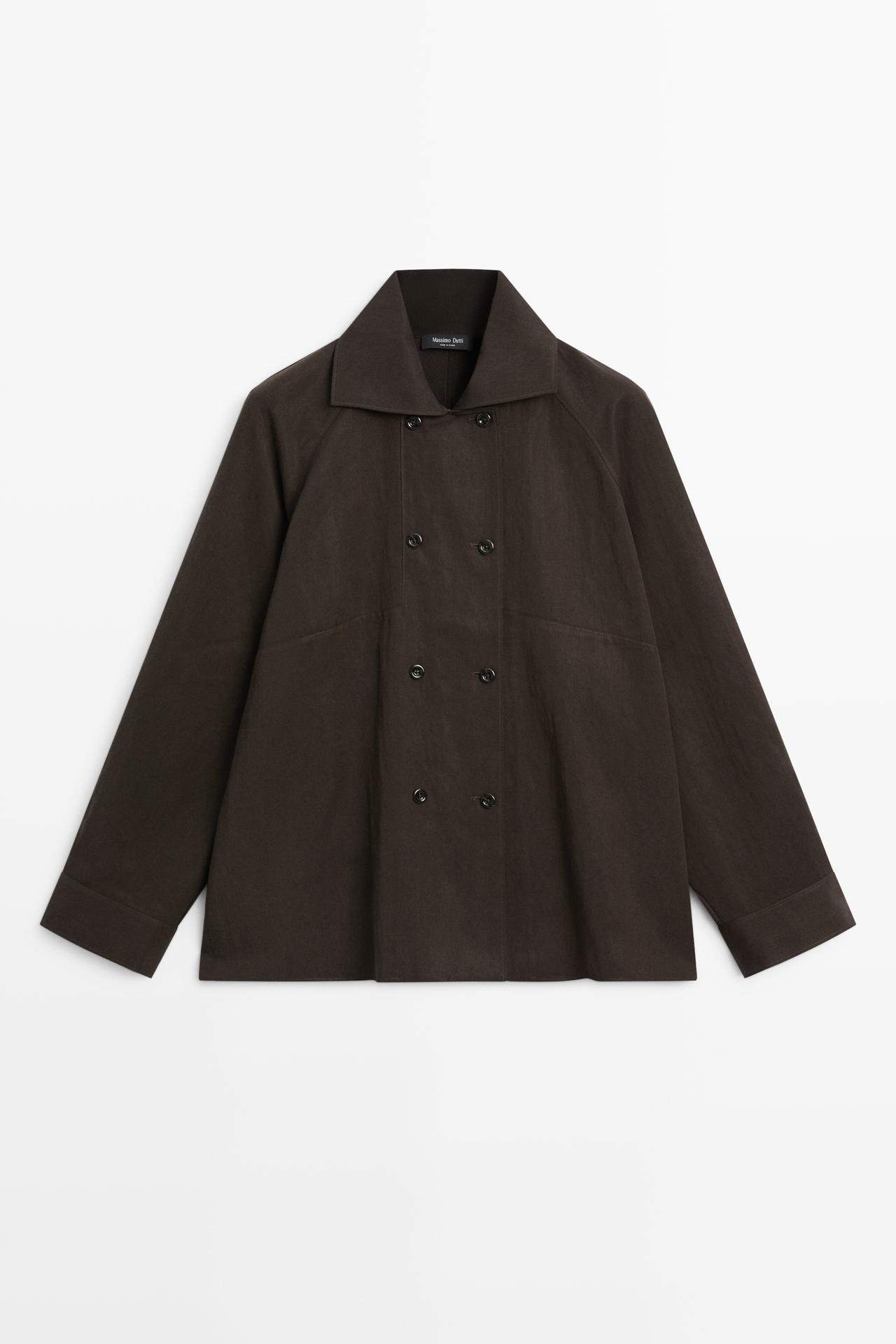Double-breasted detail shirt — BROWN