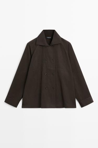 Double-breasted detail shirt — BROWN 2