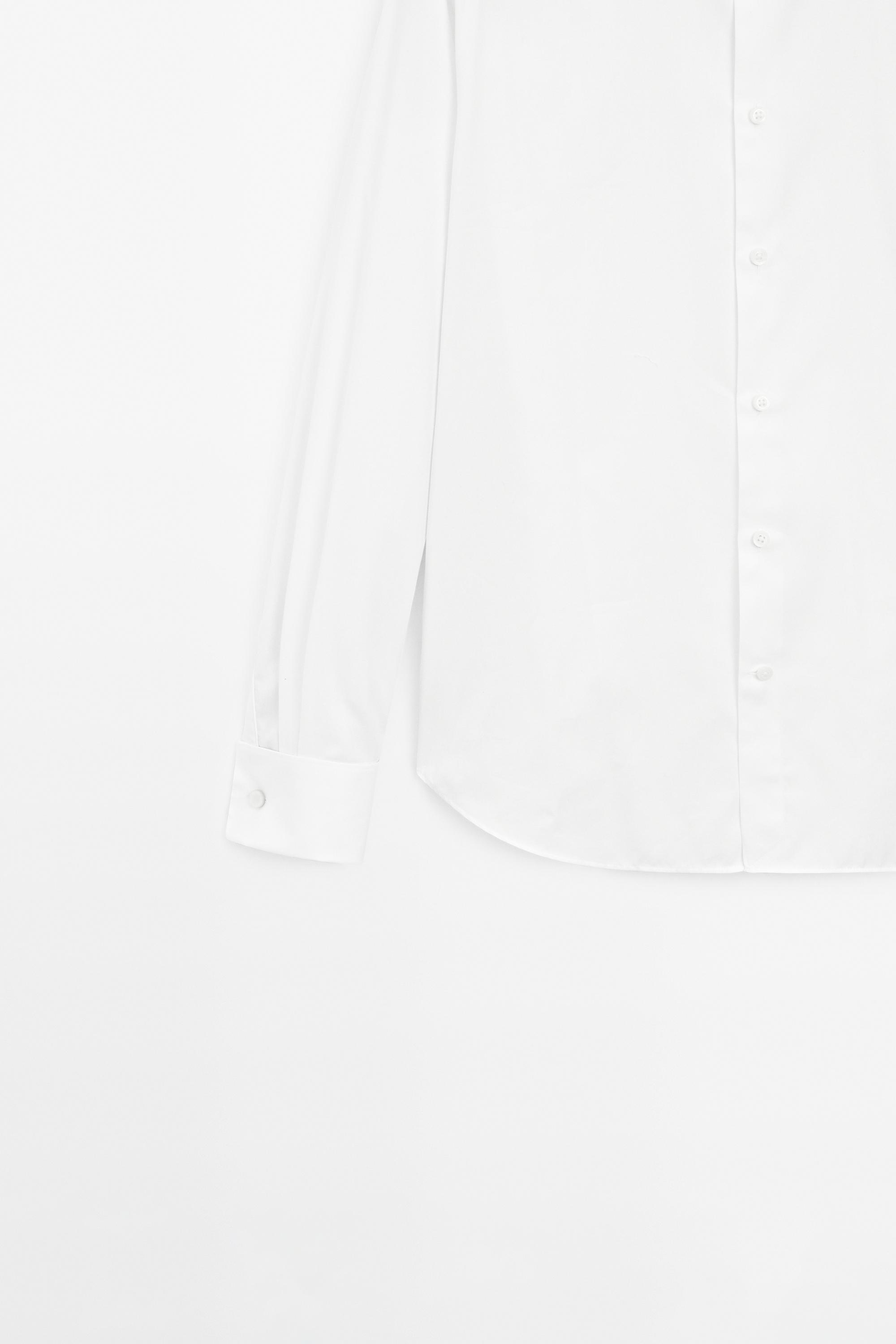 Slim fit cotton shirt with double cuffs — WHITE