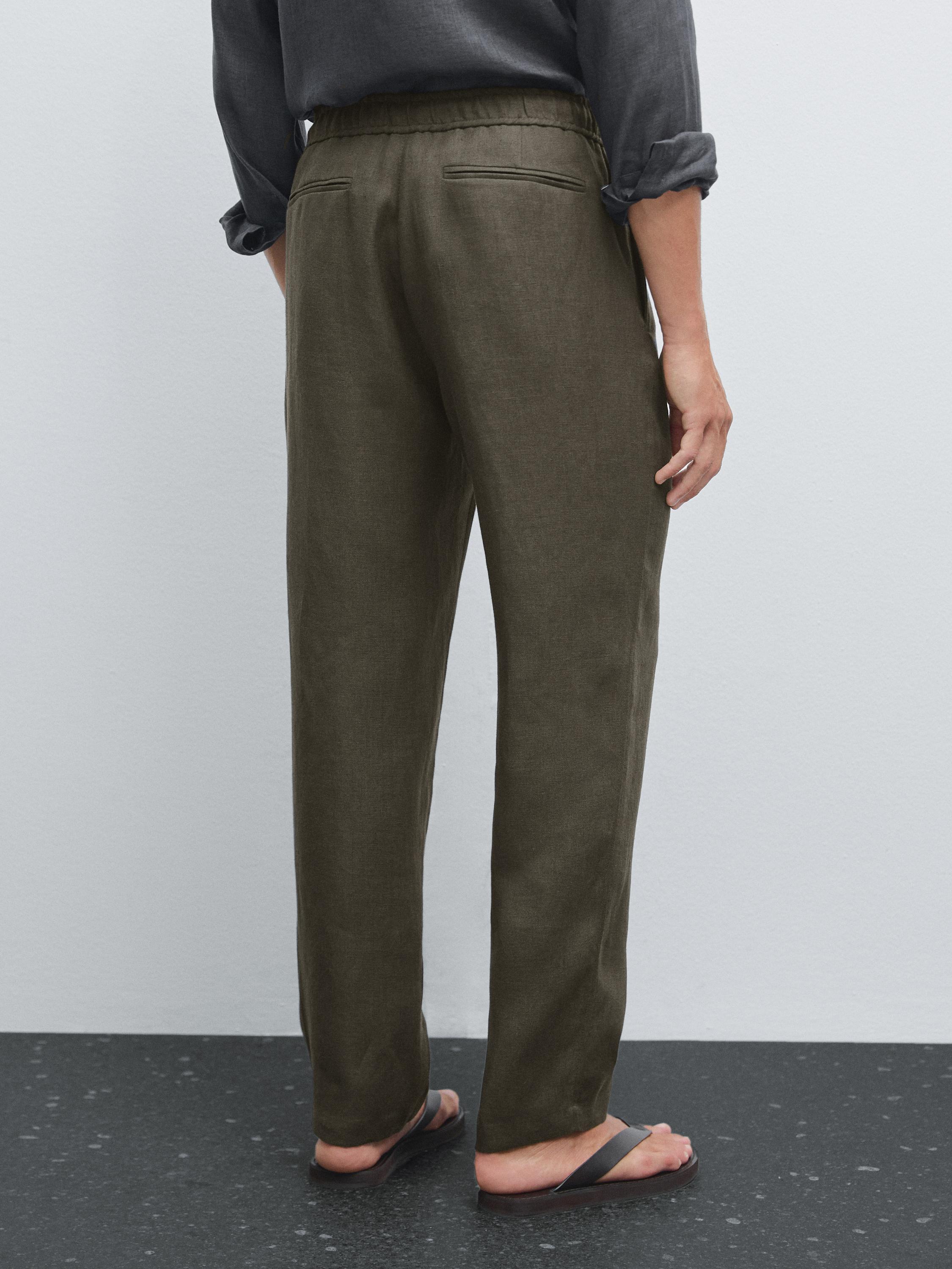 100% linen jogger fit trousers