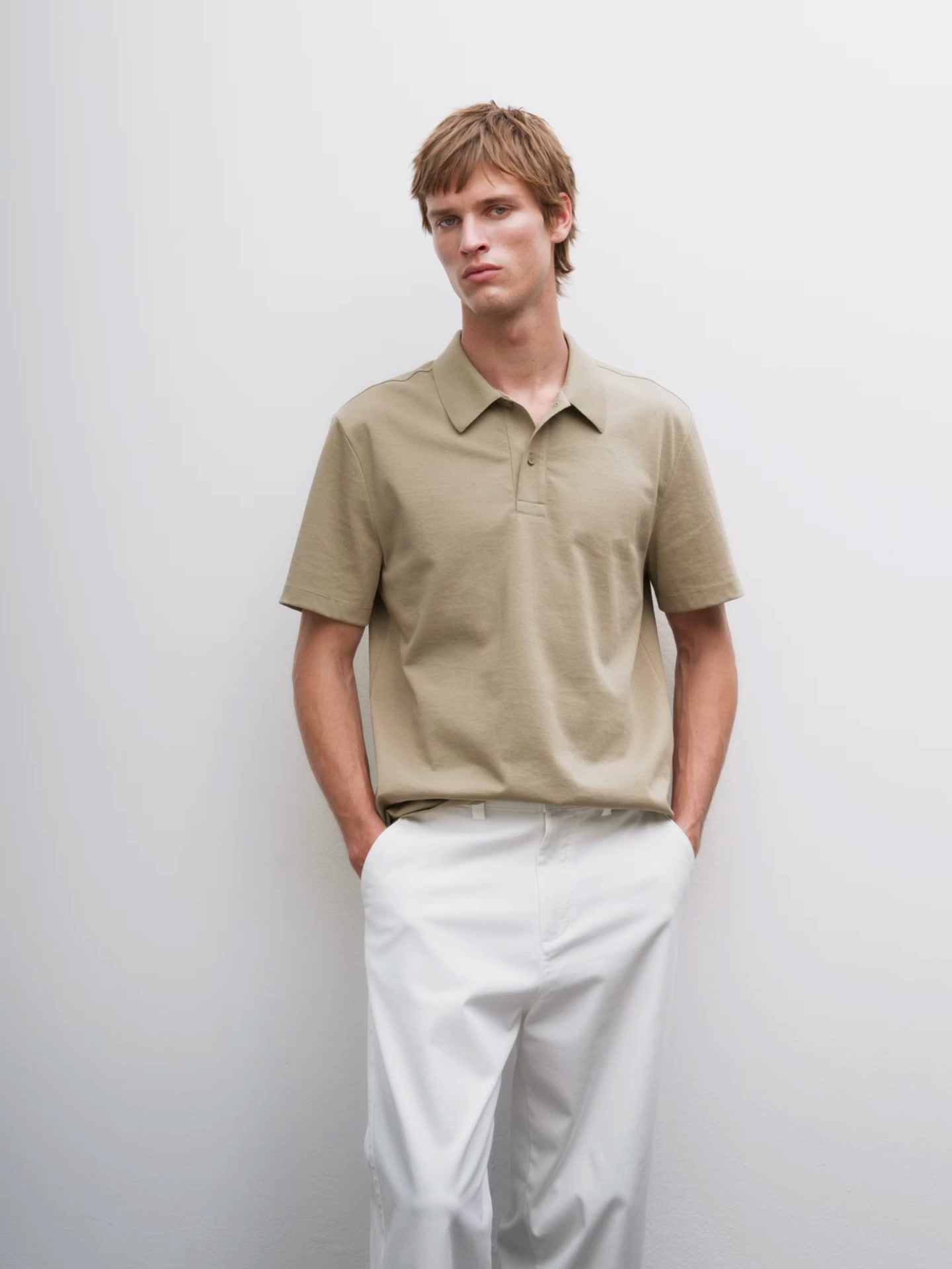 Cotton blend short sleeve polo shirt