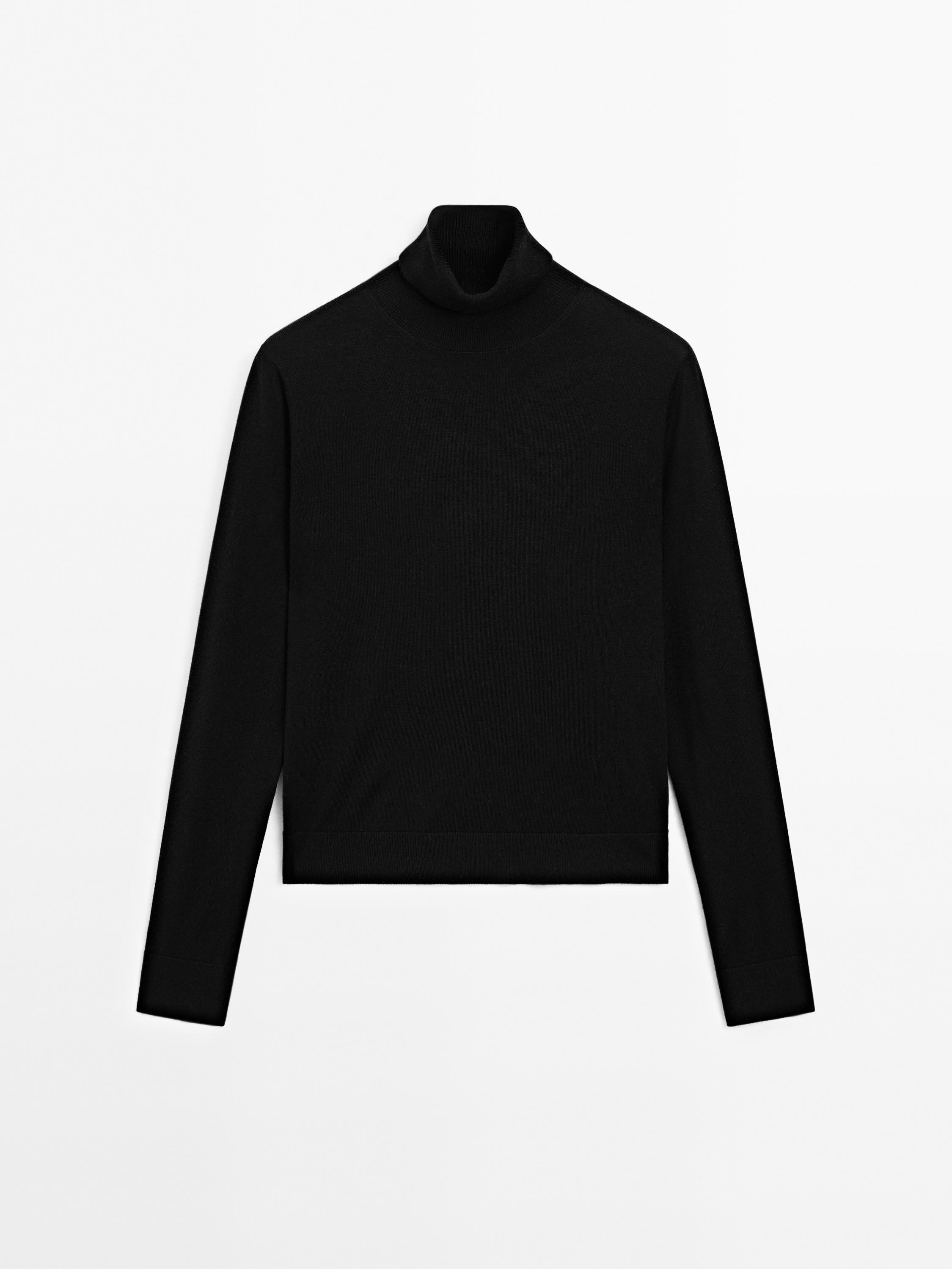 High neck wool blend sweater