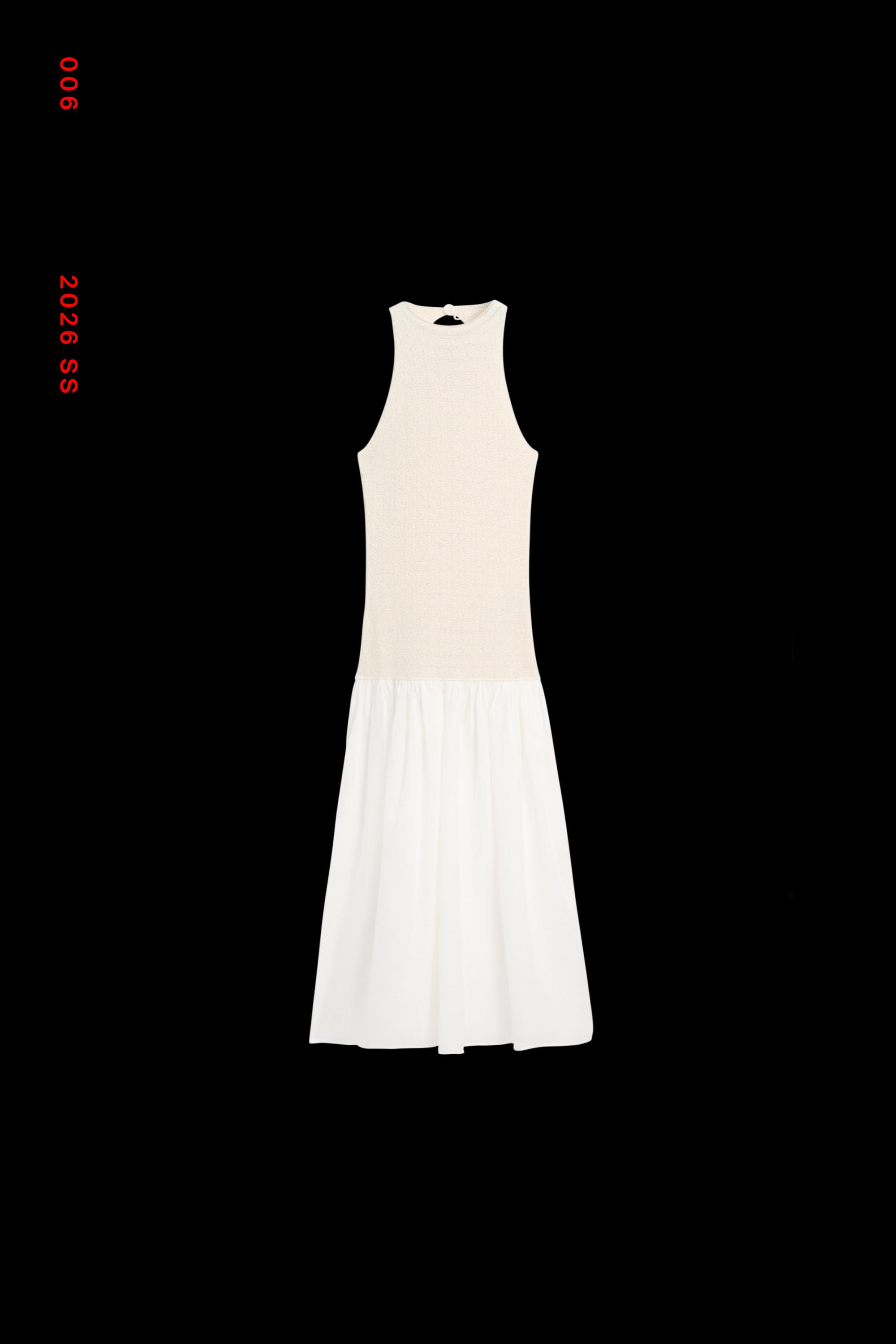 Combined halter midi dress — CREAM
