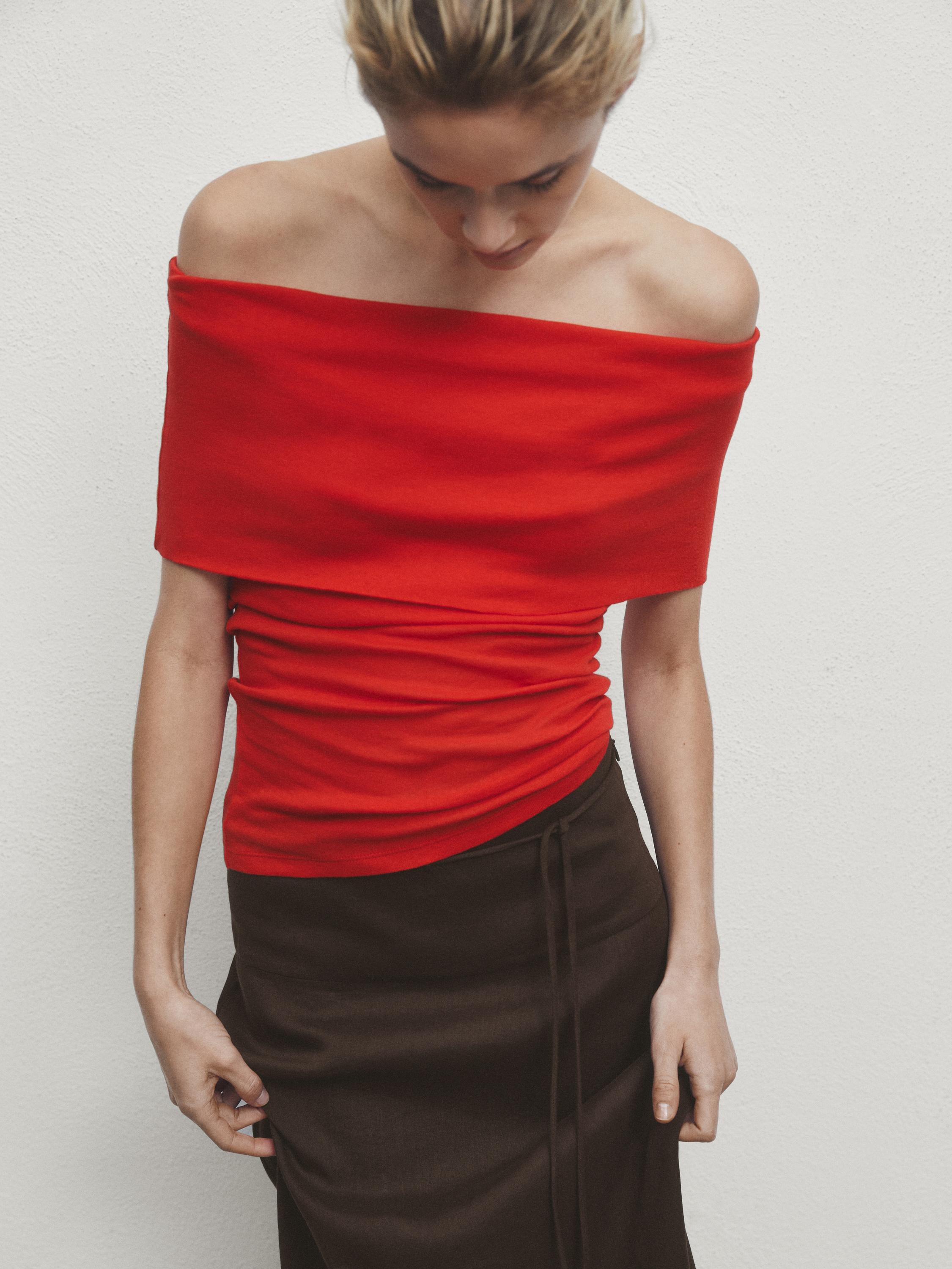 Long skirt with drawstring detail