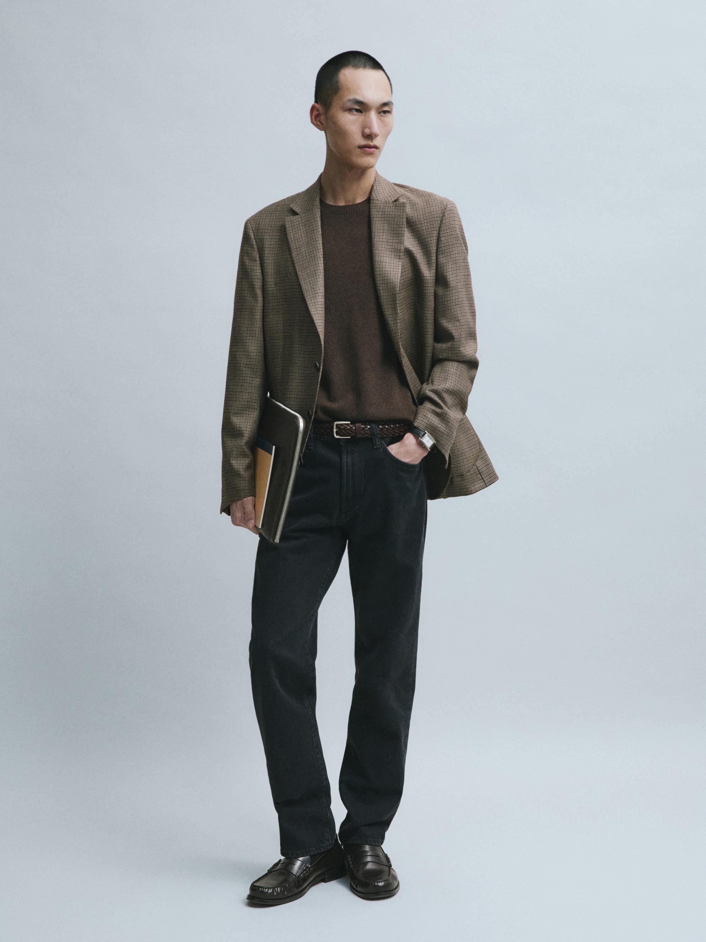 Blazer pied-de-poule 100 % laine