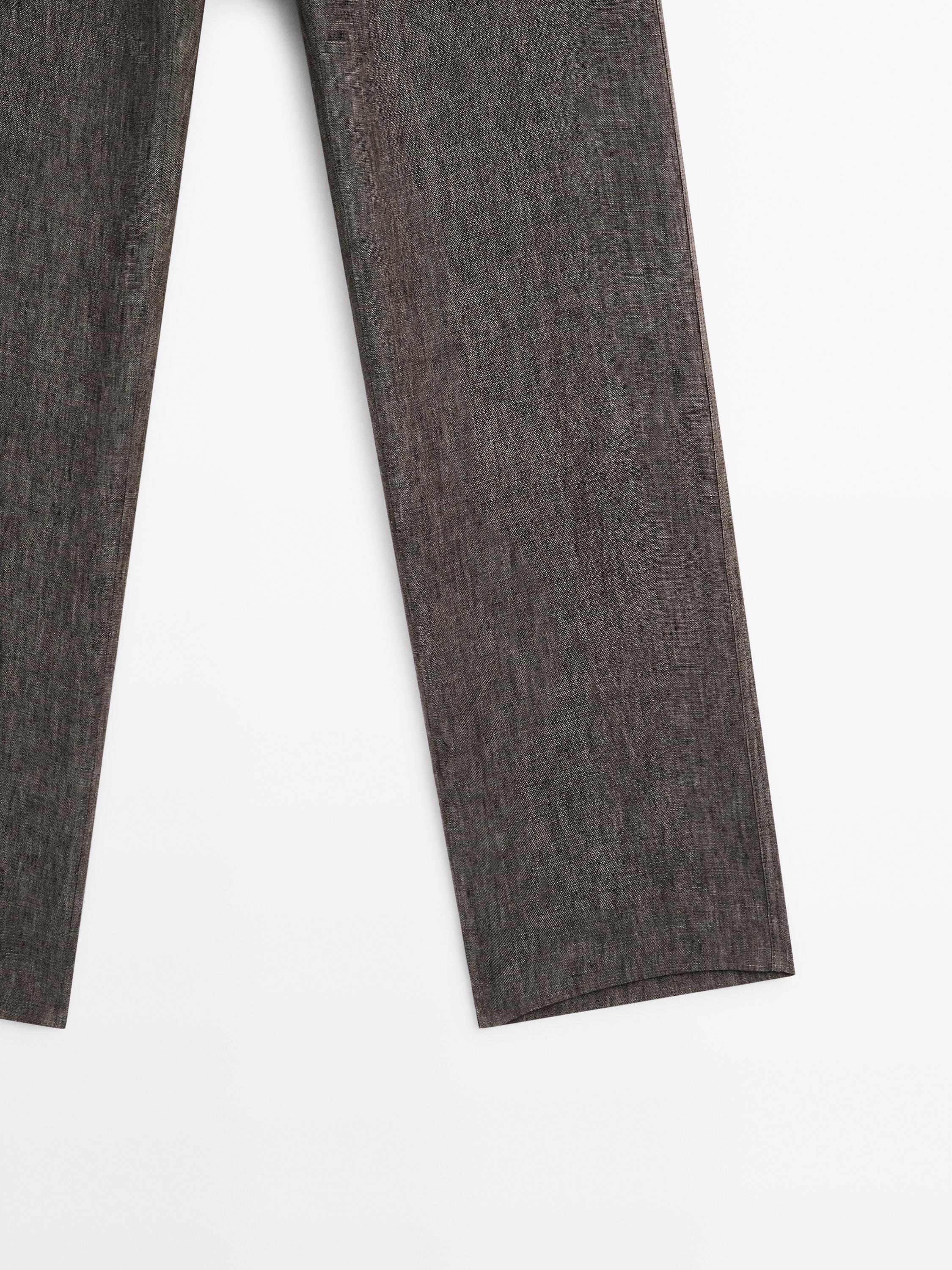 100% linen flecked trousers