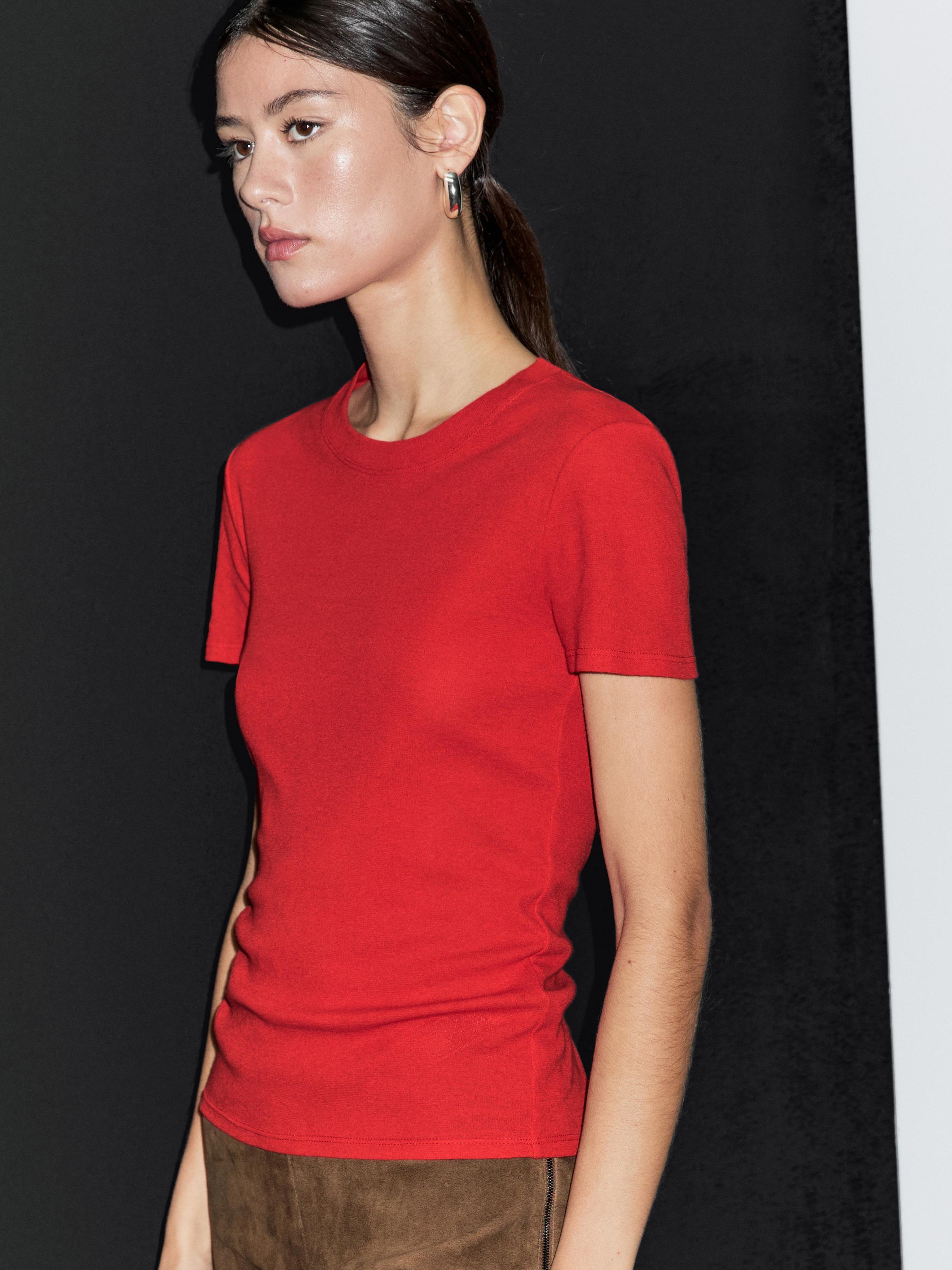 Textured crepe-effect cotton T-shirt