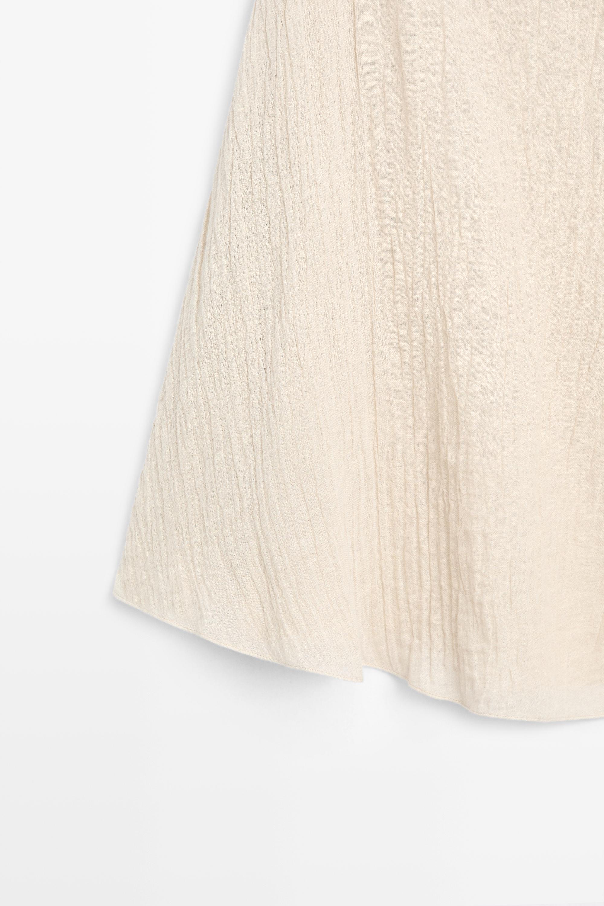Total look asymmetric linen blend cape top — BEIGE MARL