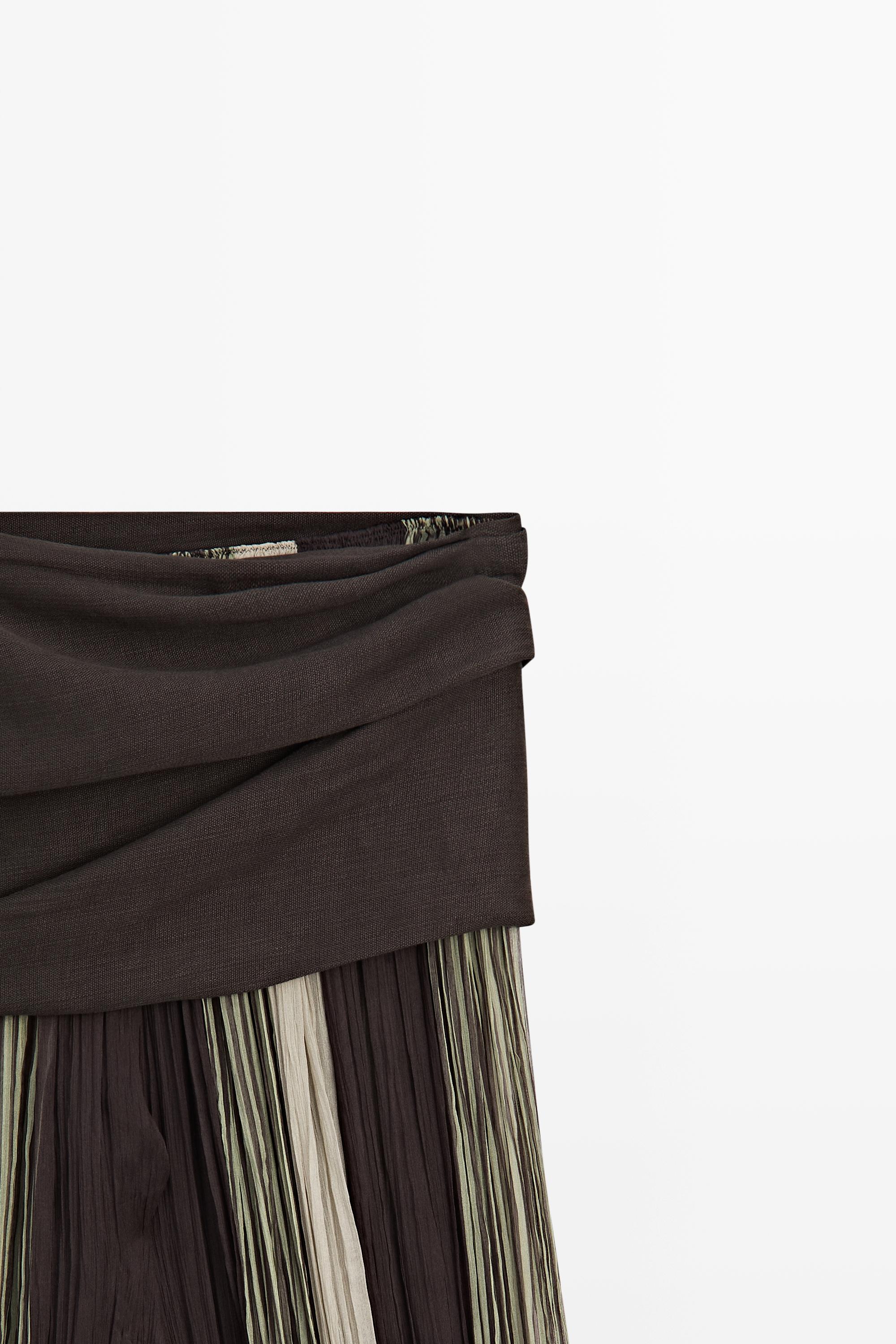Striped flowing pants with sash detail — KHAKI