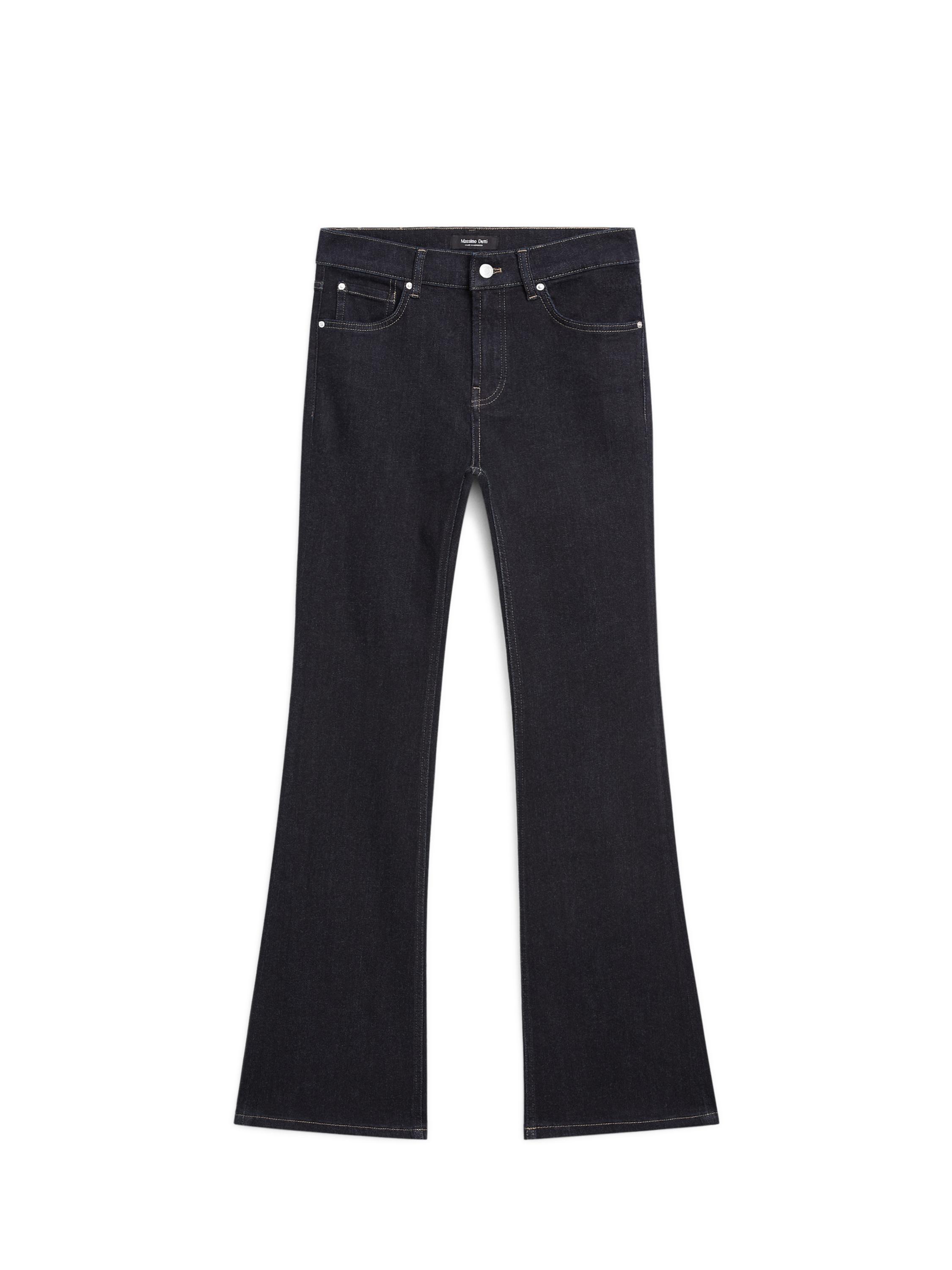 High waist bell bottom skinny jeans — DARK BLUE