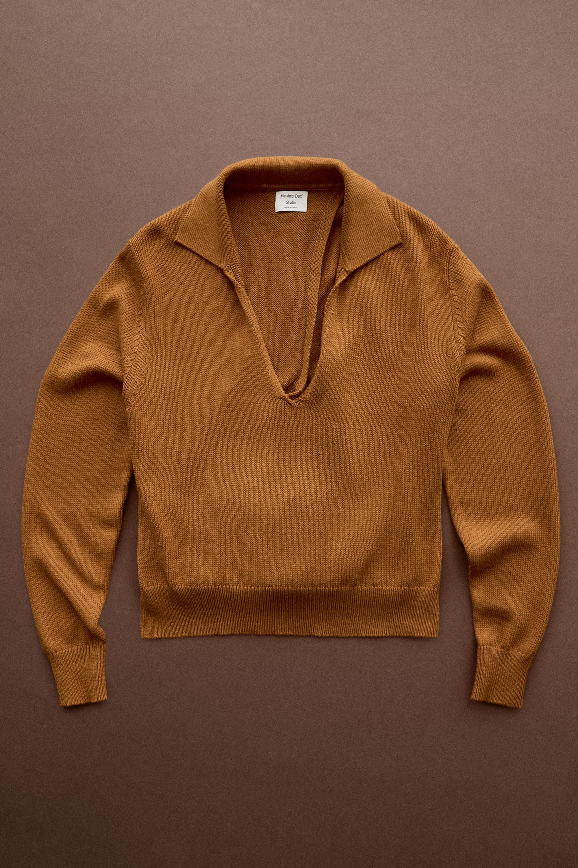 100% Cotton V-Neck Knit Sweater - STUDIO — Washed