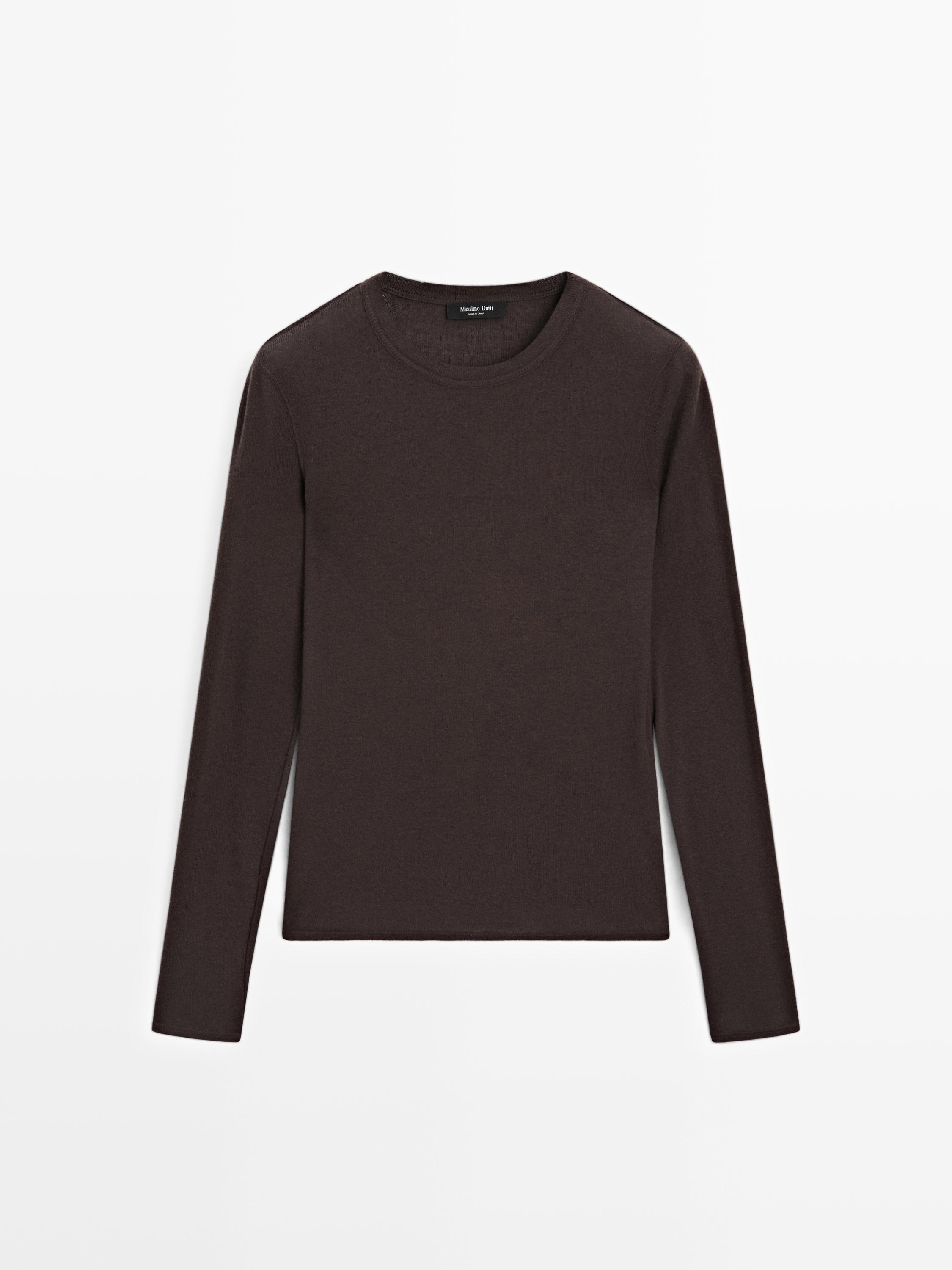 Long sleeve cotton blend T-shirt