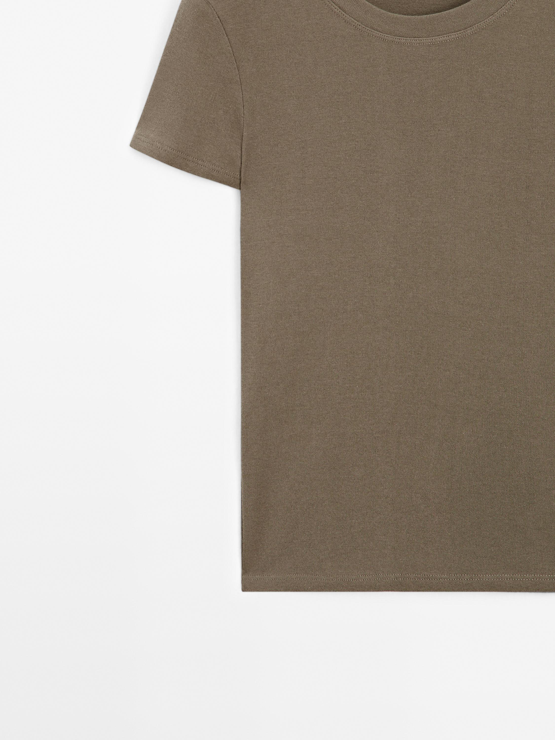 Textured crepe-effect cotton T-shirt