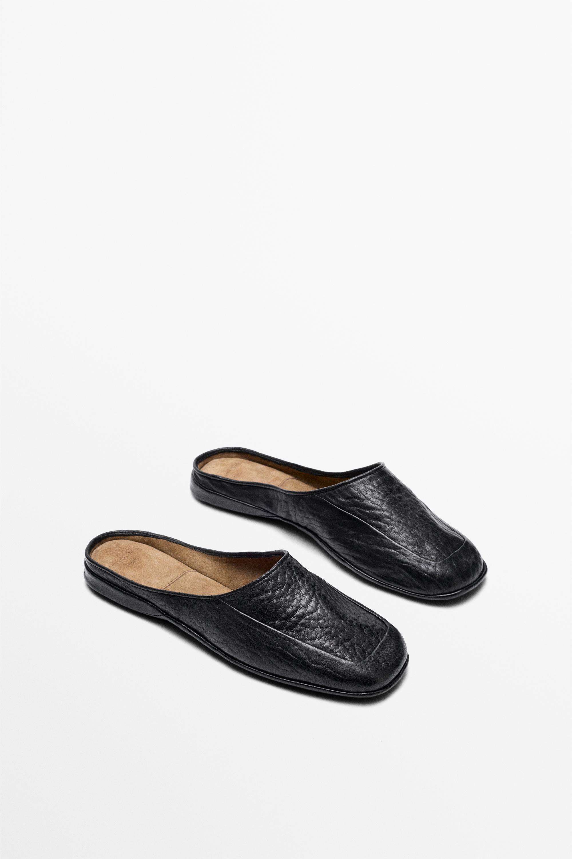 Soft leather mules - STUDIO — BLACK
