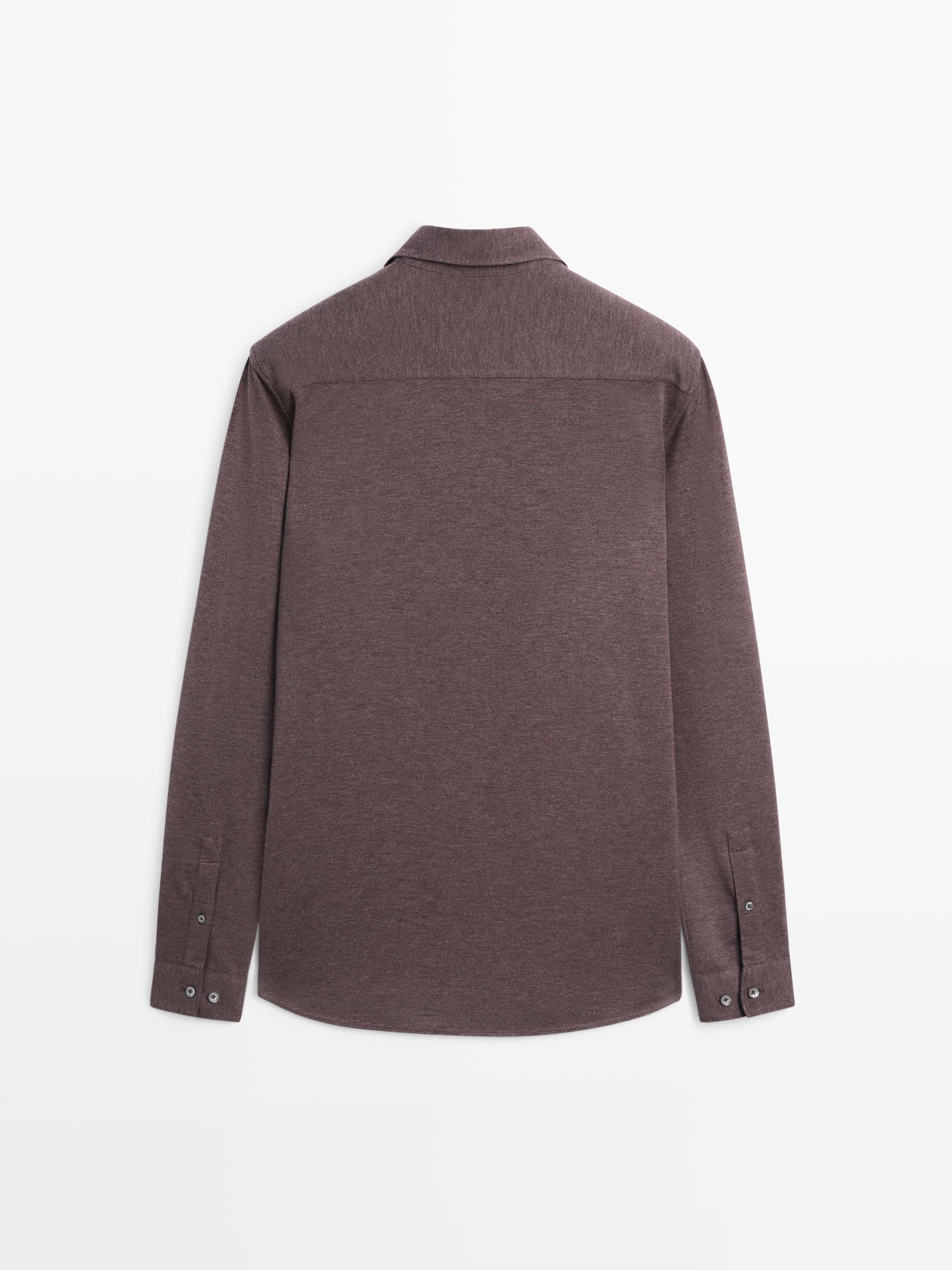 Regular fit melange shirt — BROWN