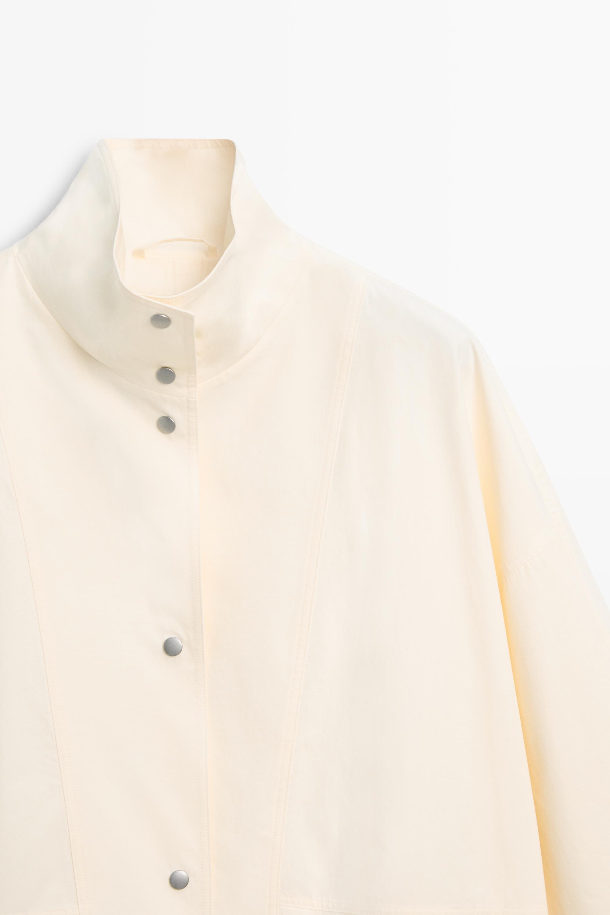 Oversize bomber jacket with snap buttons — CREAM