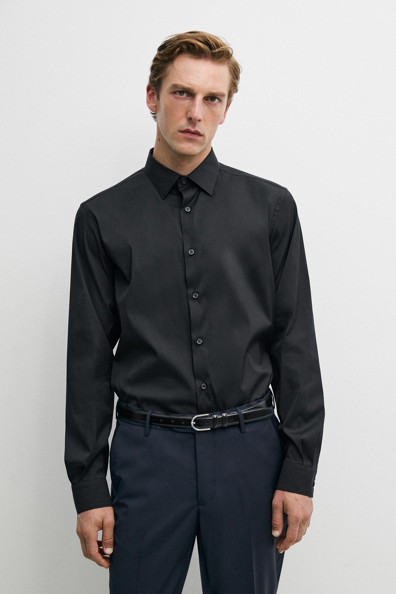Slim fit stretch shirt — BLACK
