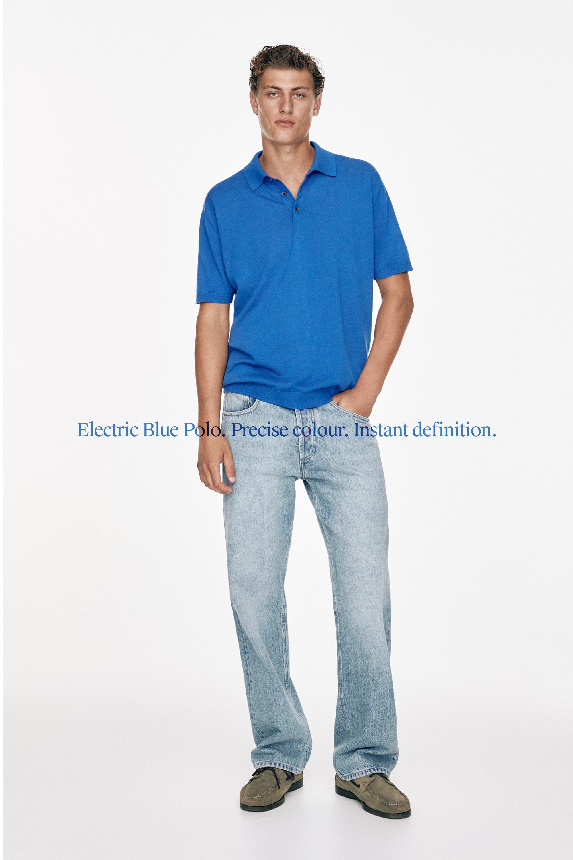 100% Cotton Knit Polo Shirt — BLUE
