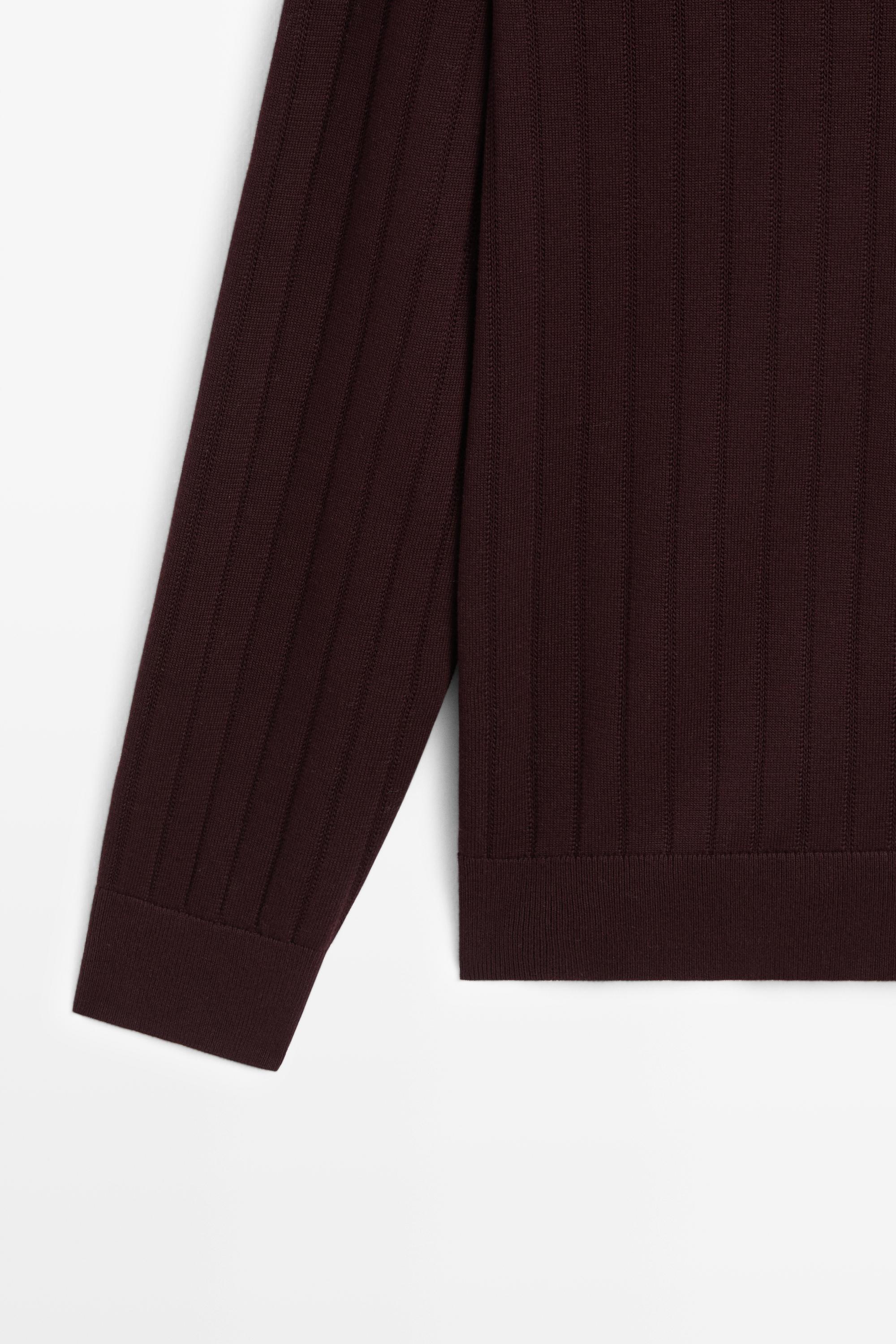 100% Cotton Knit Polo Sweater — BURGUNDY