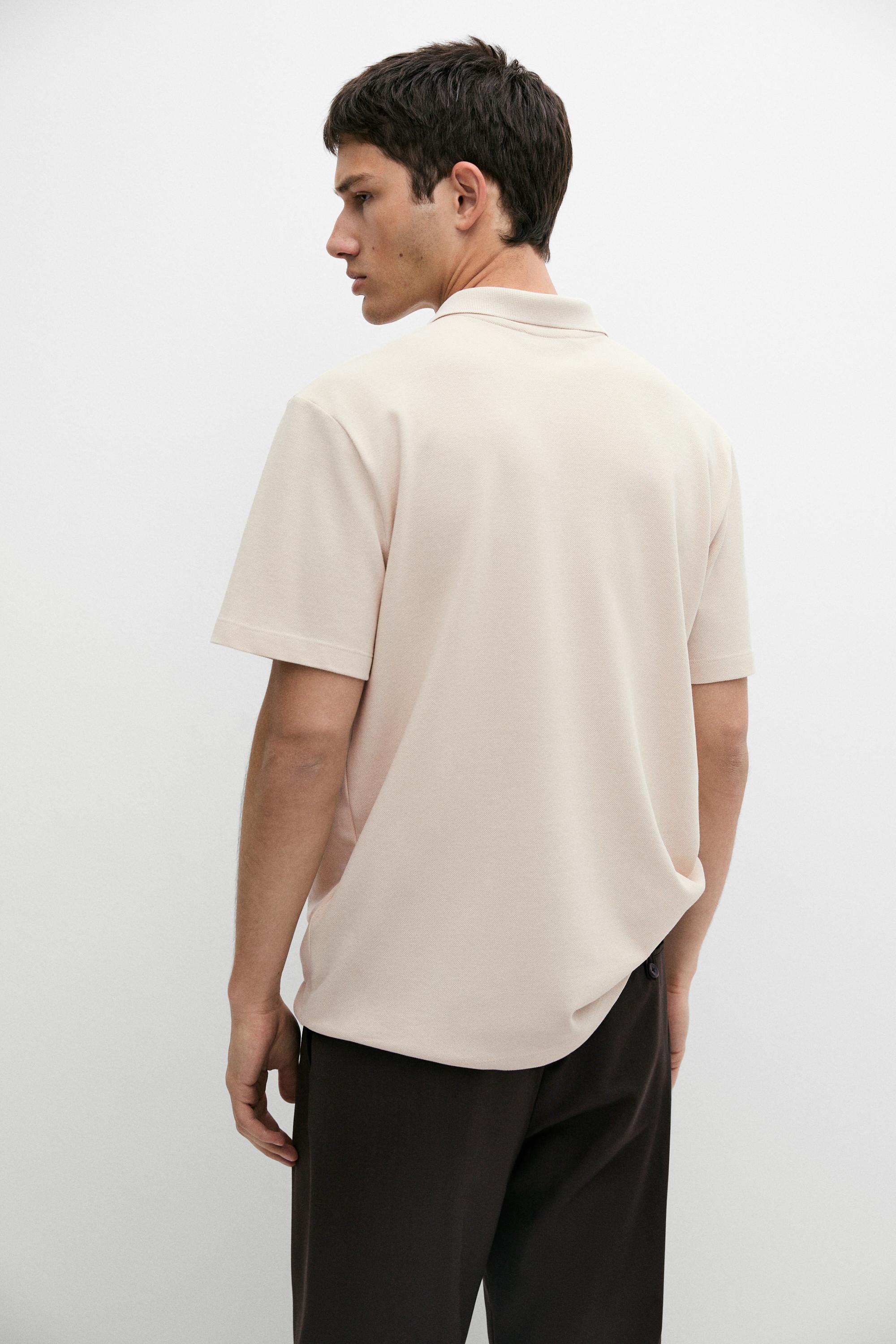 Piqué 100% cotton polo shirt — STONE