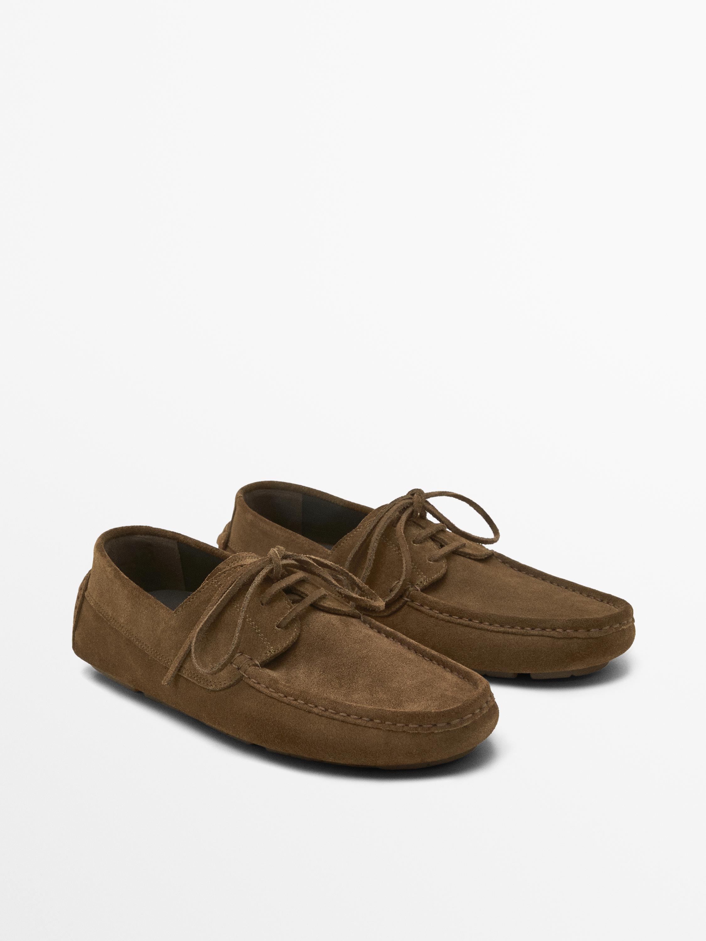 Split suede deck shoes