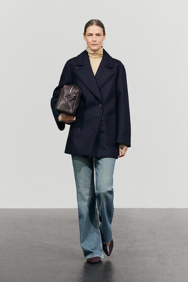 Medium double-breasted coat — NAVY BLUE 1