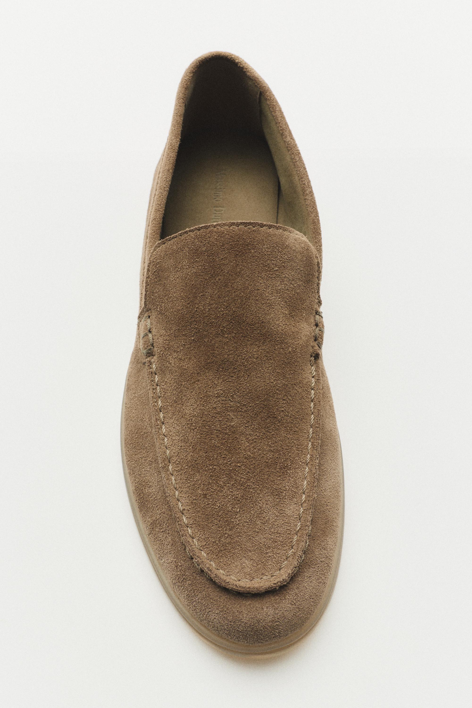 Split leather loafers — MINK