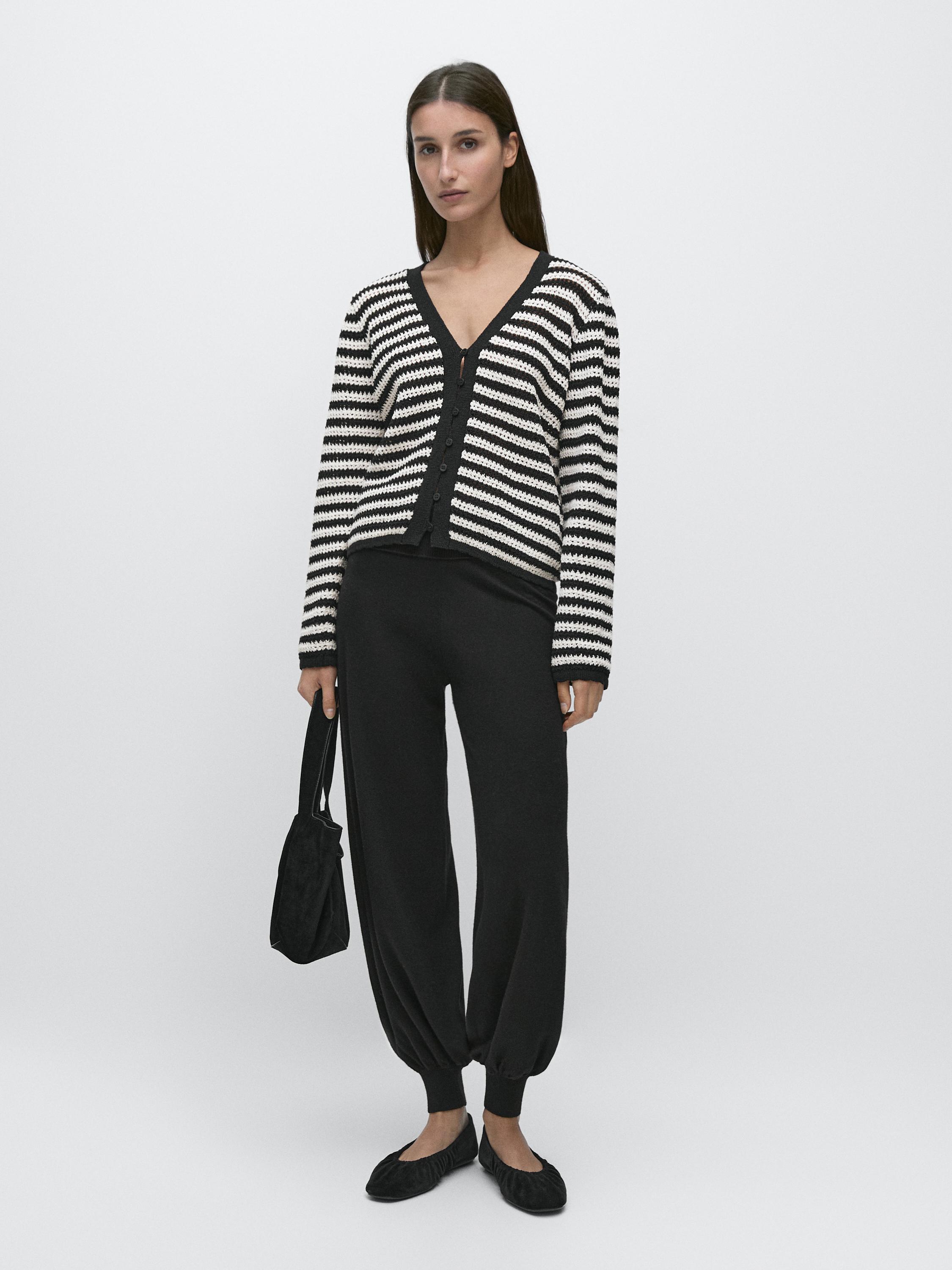 Cardigan din tricot cu dungi