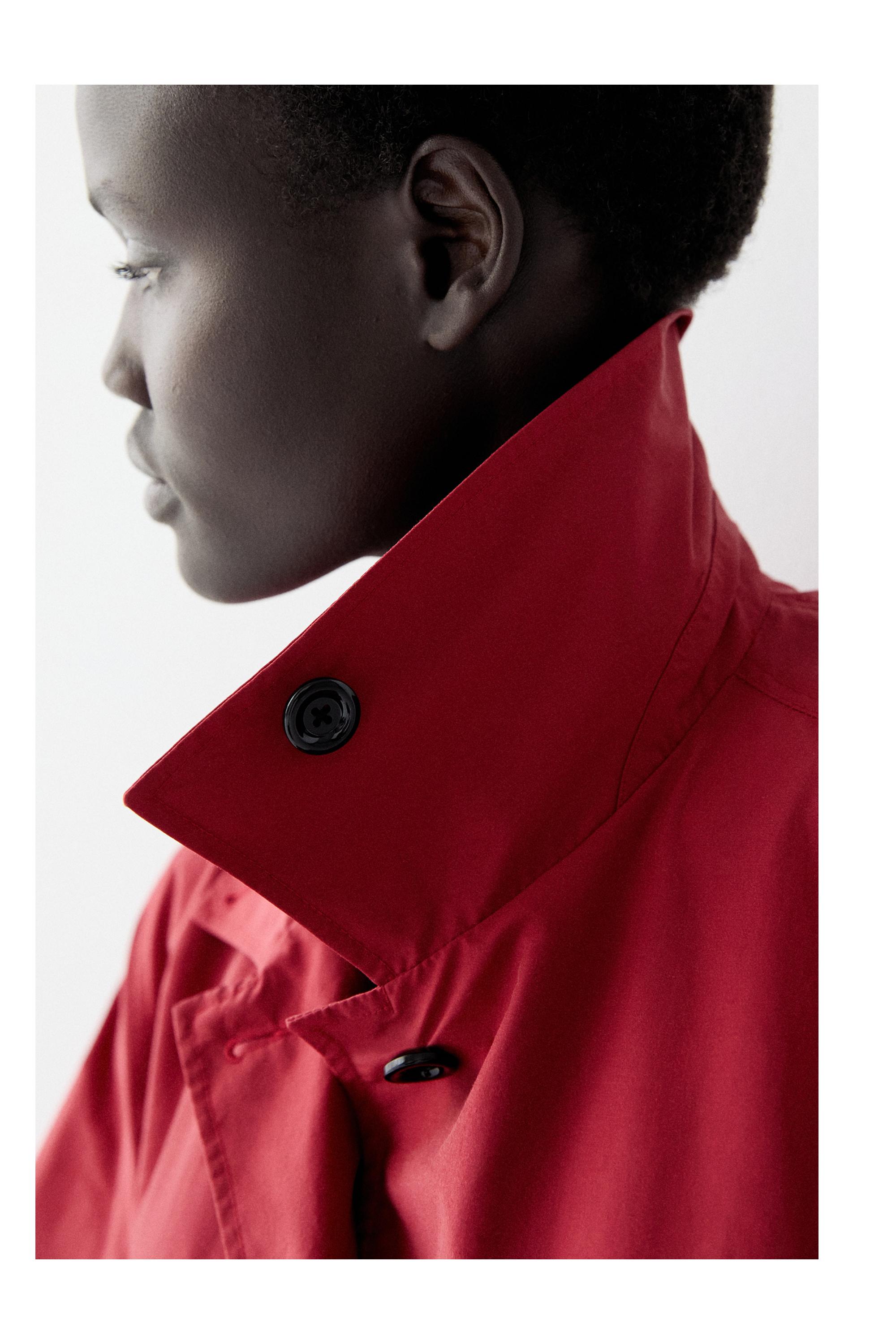 Technical cotton trench coat — RED